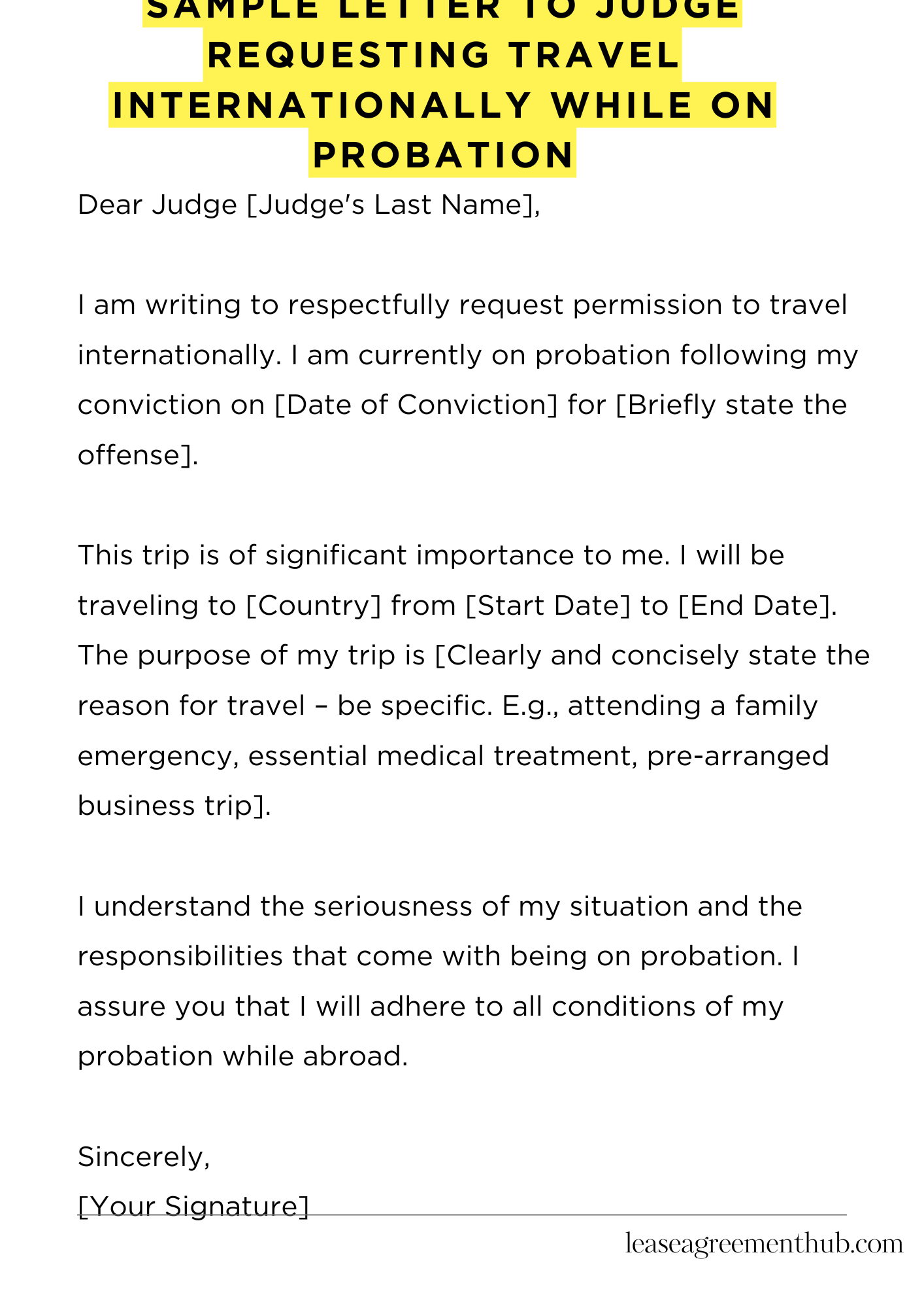 Sample Letter To Judge Requesting Travel Internationally While On Probation