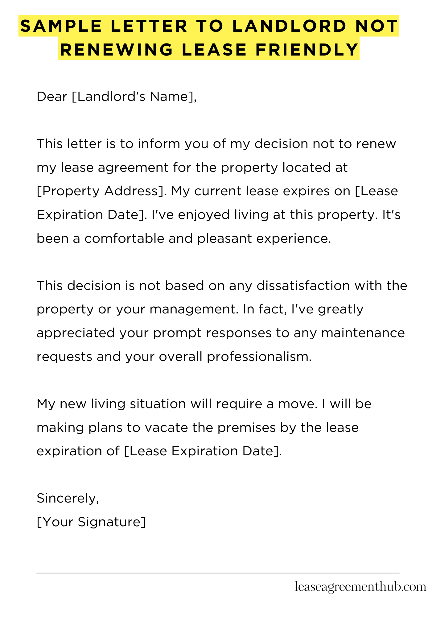 Sample Letter To Landlord Not Renewing Lease Friendly