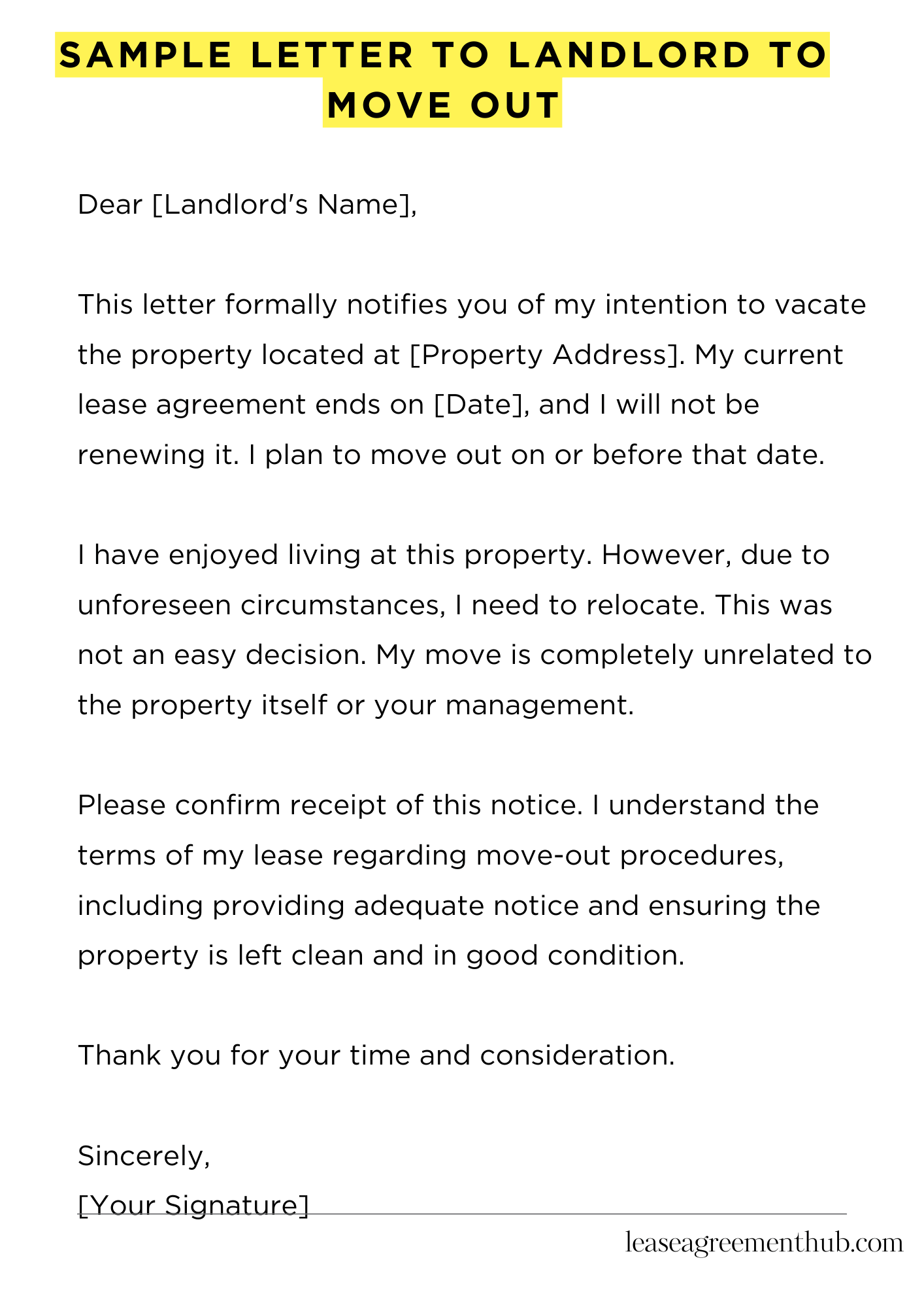 Sample Letter To Landlord To Move Out