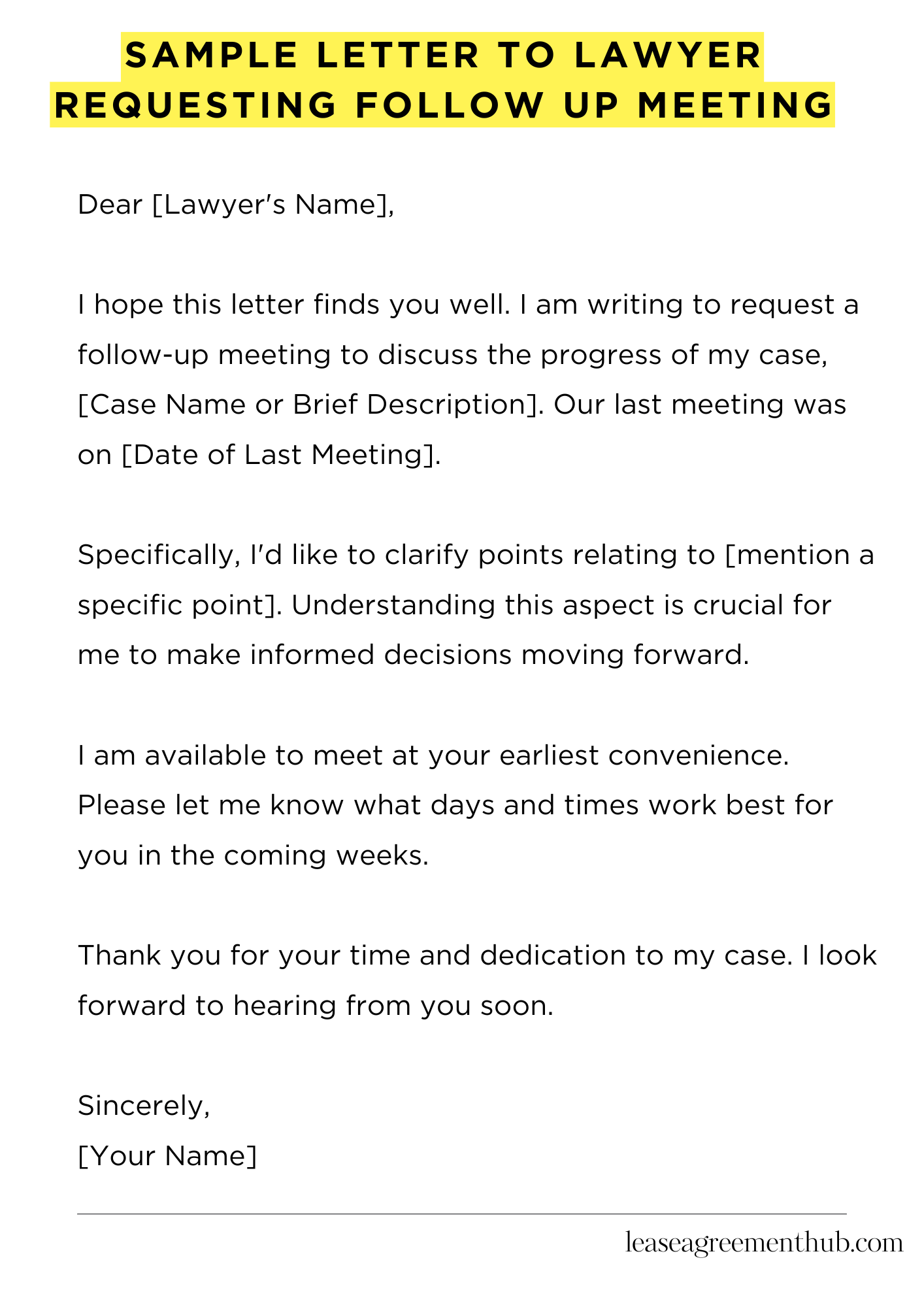 Sample Letter To Lawyer Requesting Follow Up Meeting