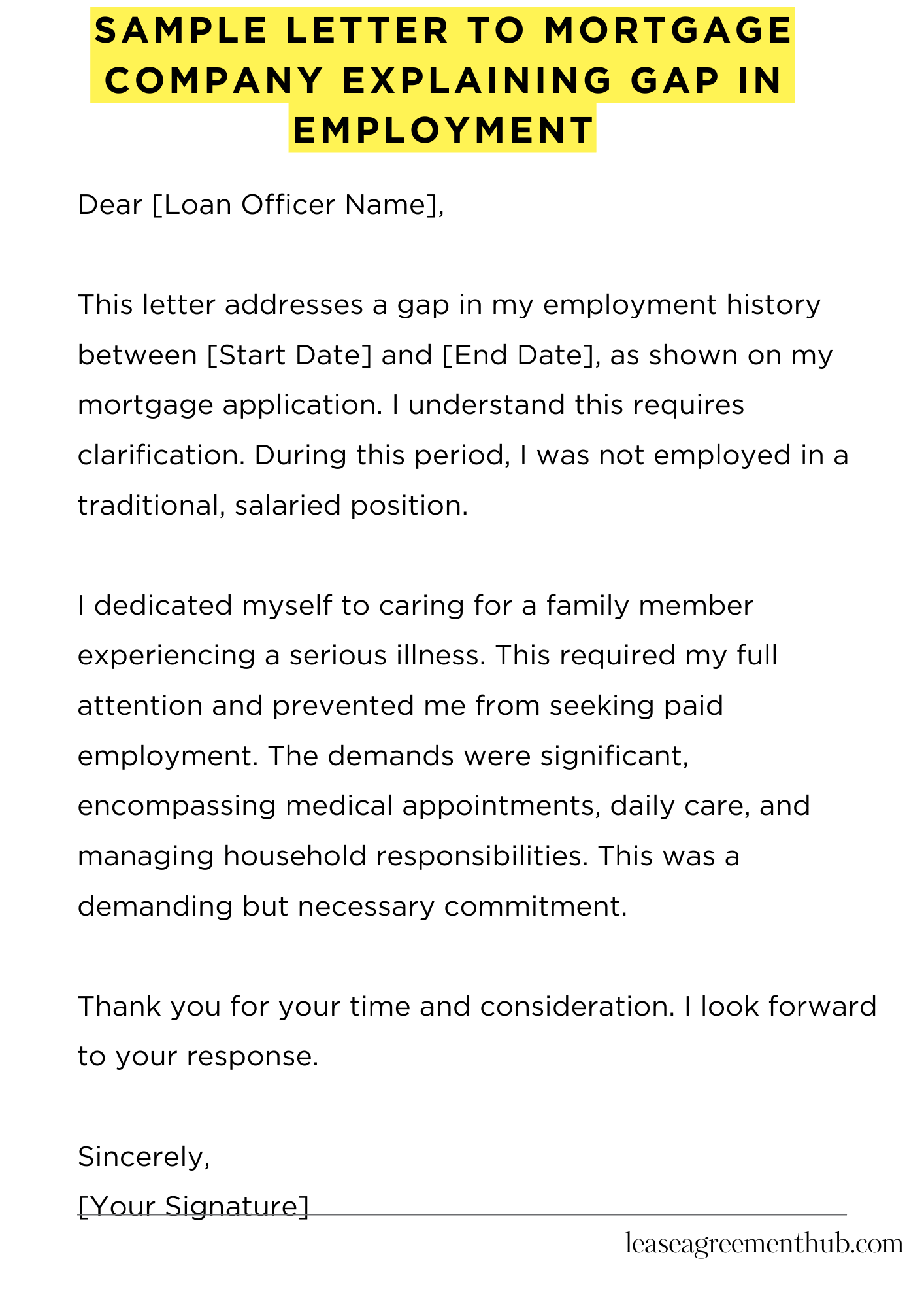 Sample Letter To Mortgage Company Explaining Gap In Employment