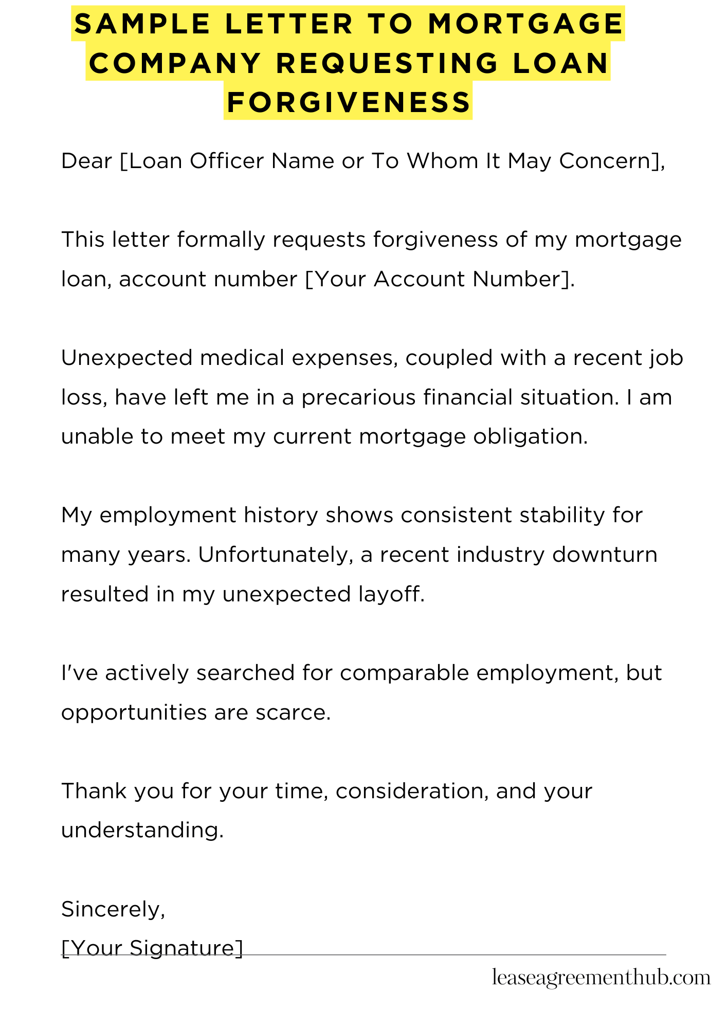 Sample Letter To Mortgage Company Requesting Loan Forgiveness