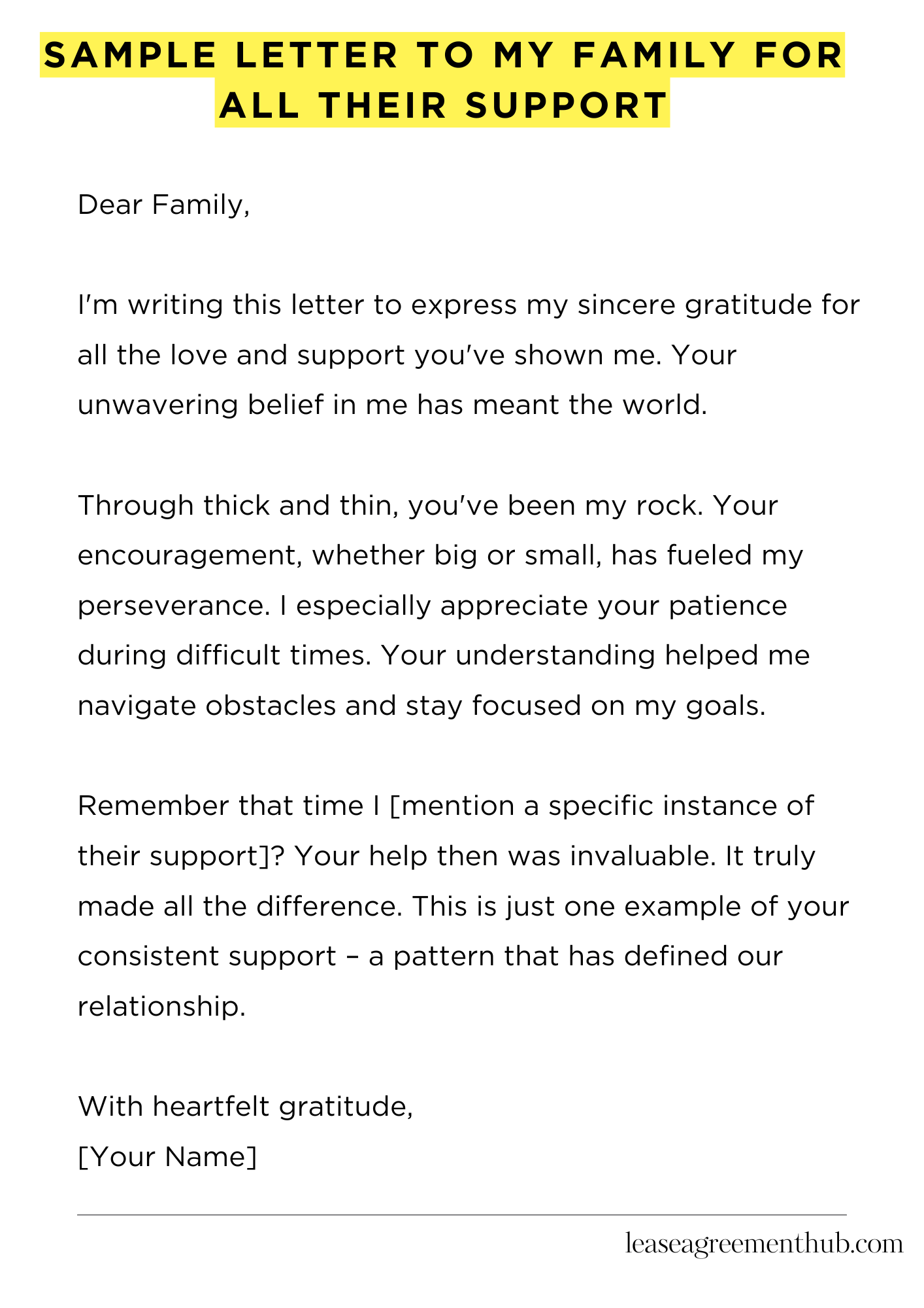 Sample Letter To My Family For All Their Support