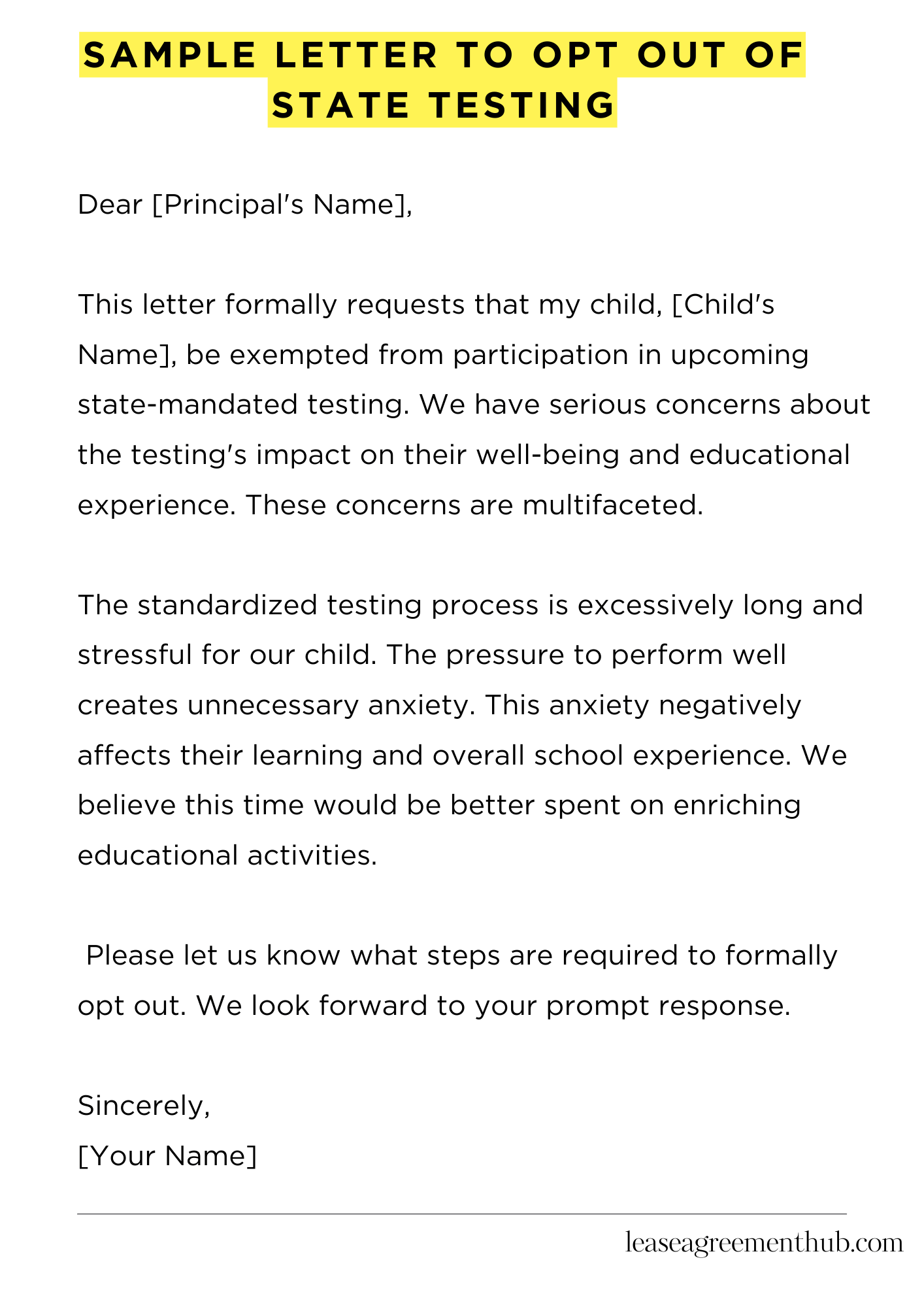 Sample Letter To Opt Out Of State Testing