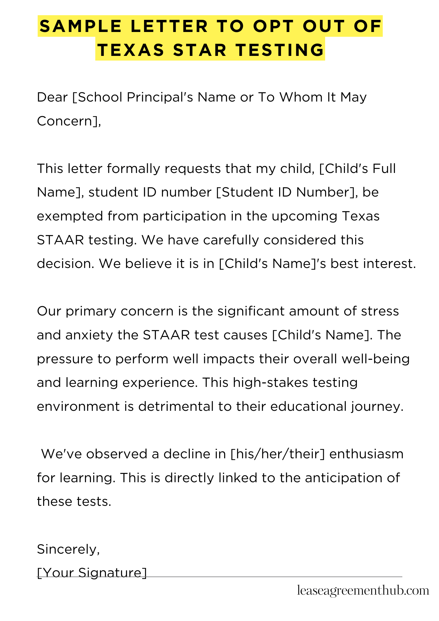 Sample Letter To Opt Out Of Texas Star Testing