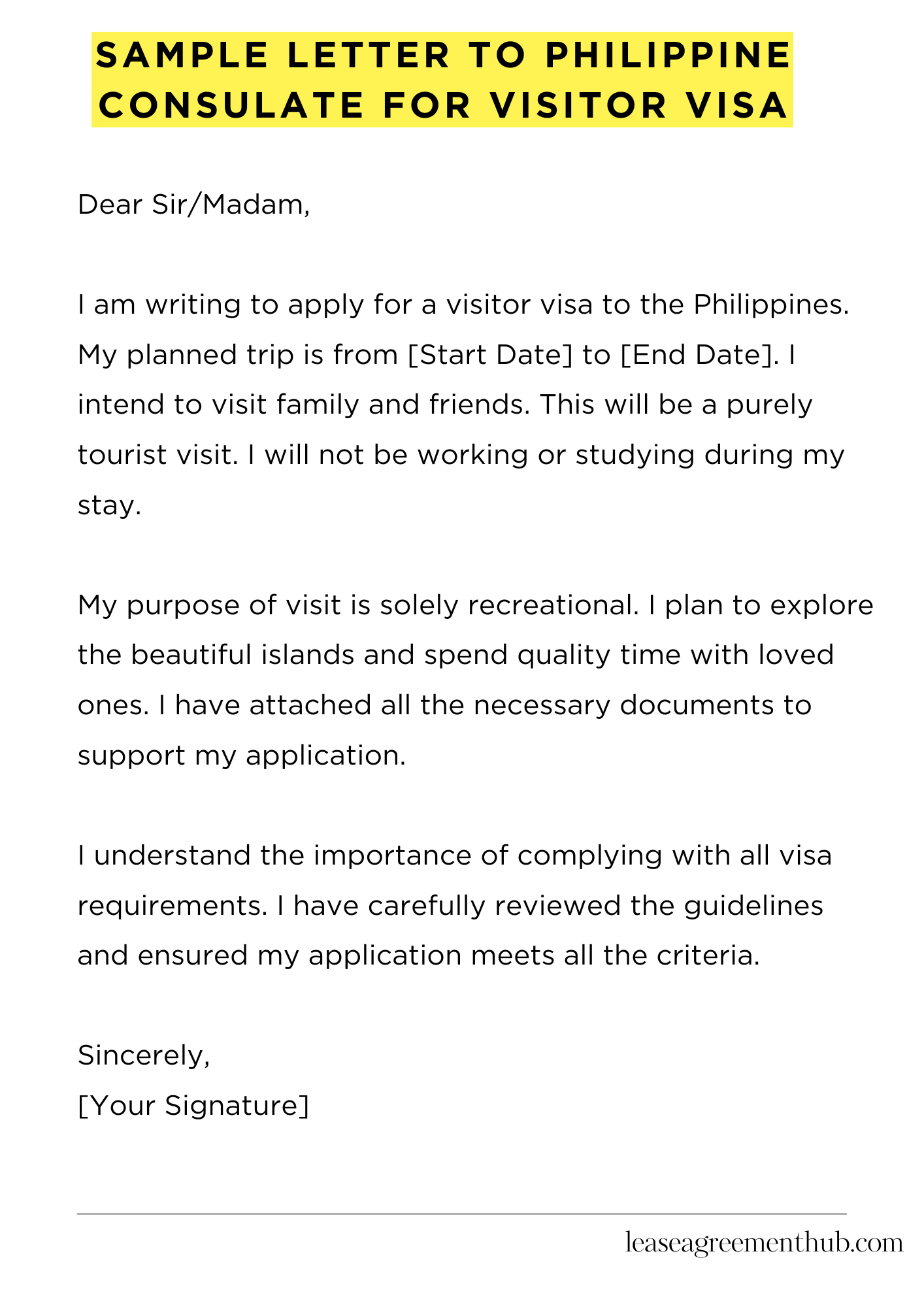 Sample Letter To Philippine Consulate For Visitor Visa