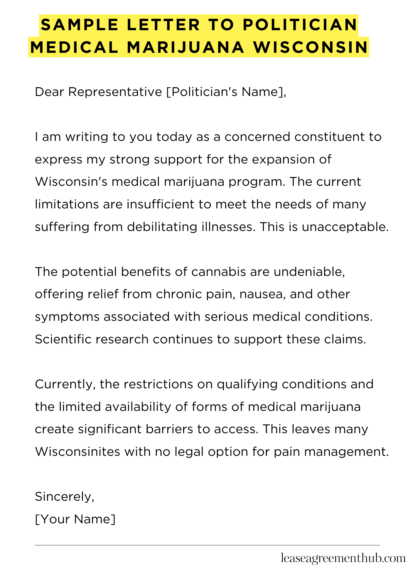 Sample Letter To Politician Medical Marijuana Wisconsin