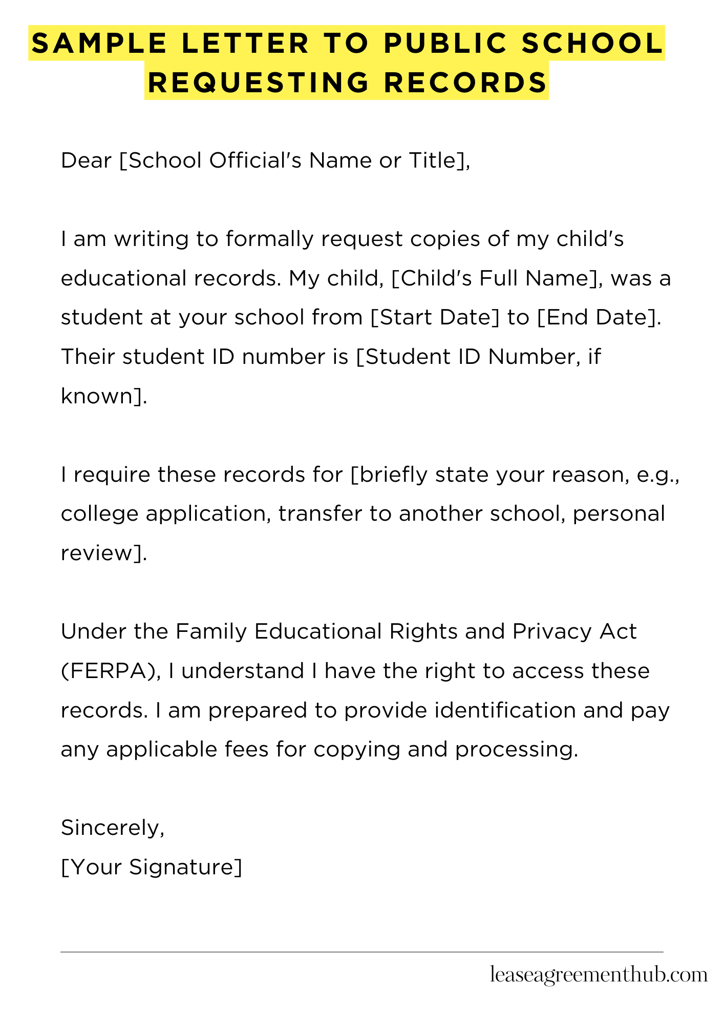 Sample Letter To Public School Requesting Records