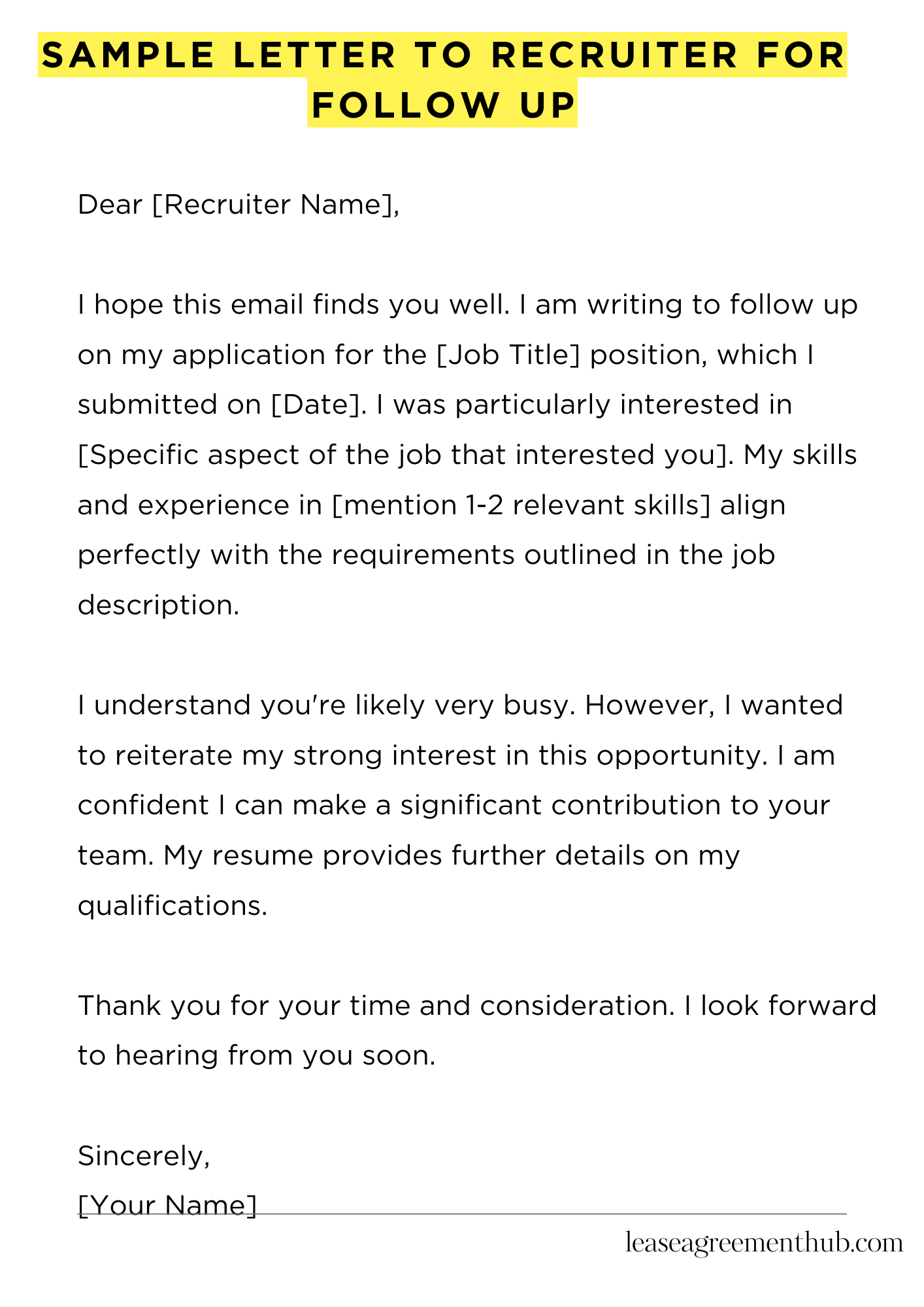 Sample Letter To Recruiter For Follow Up