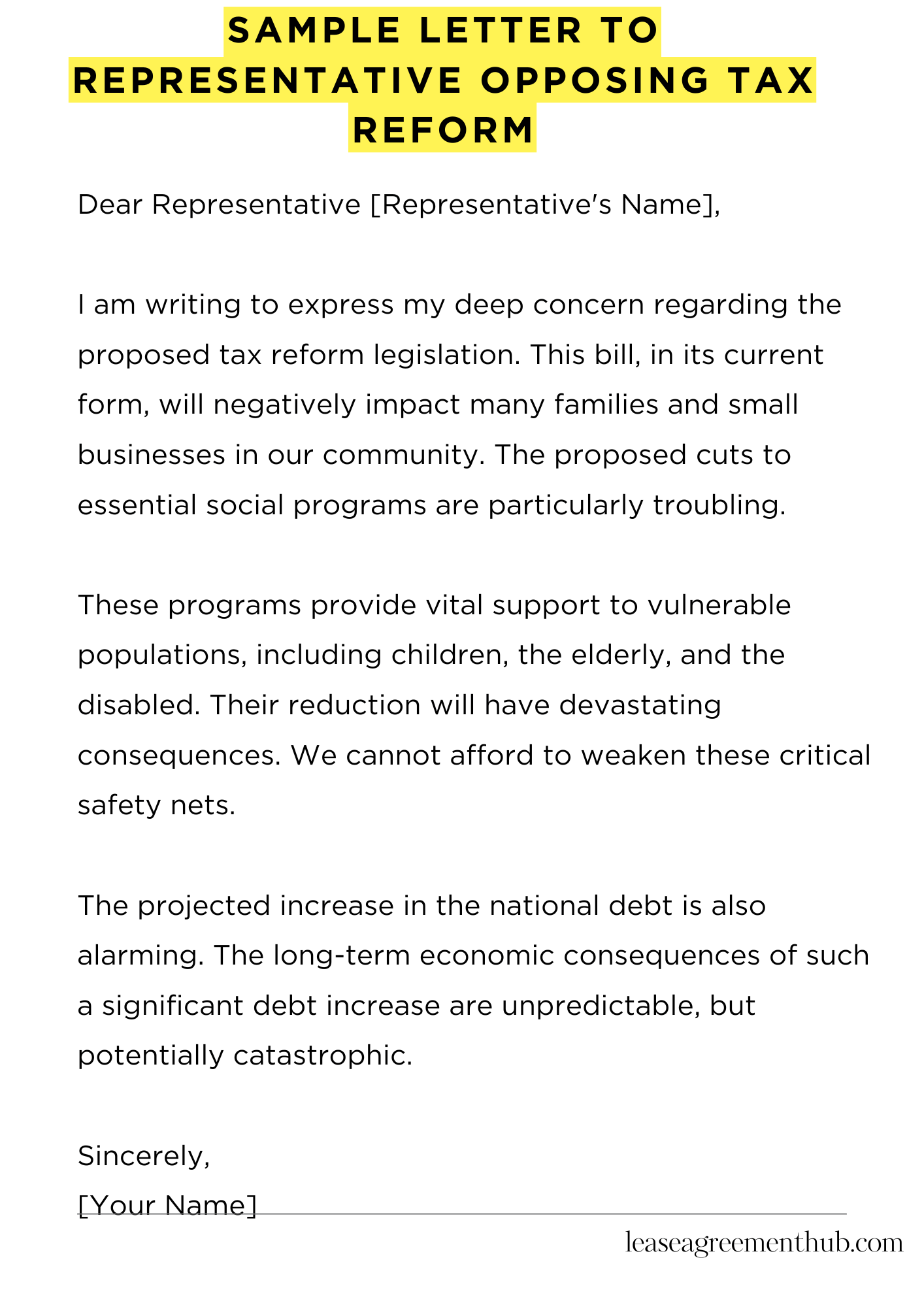 Sample Letter To Representative Opposing Tax Reform