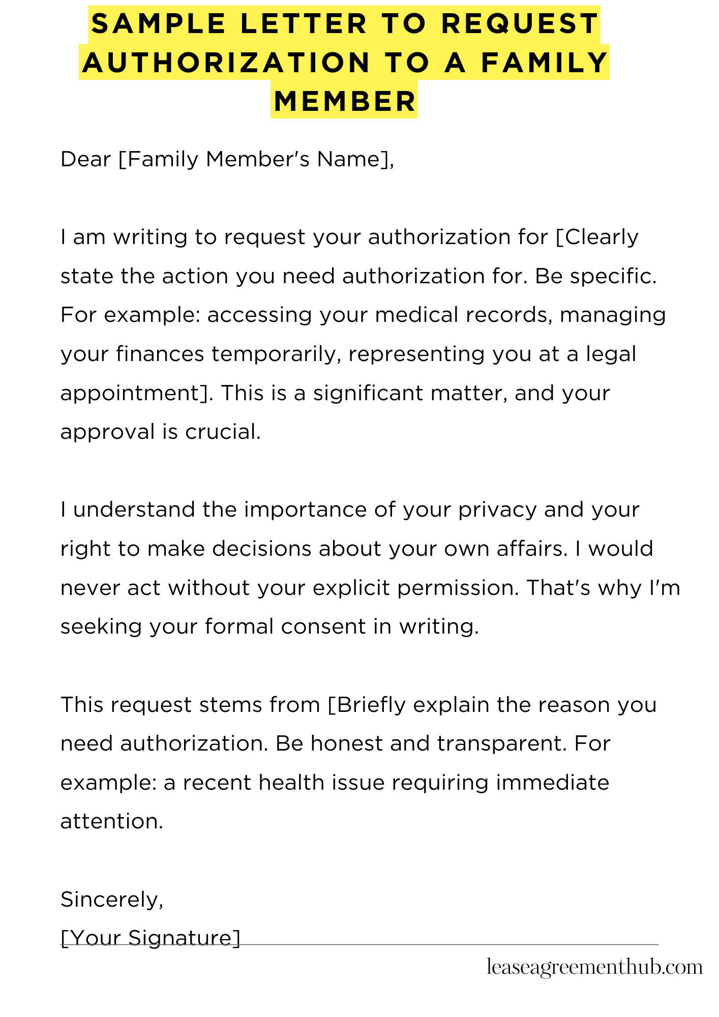Sample Letter To Request Authorization To A Family Member