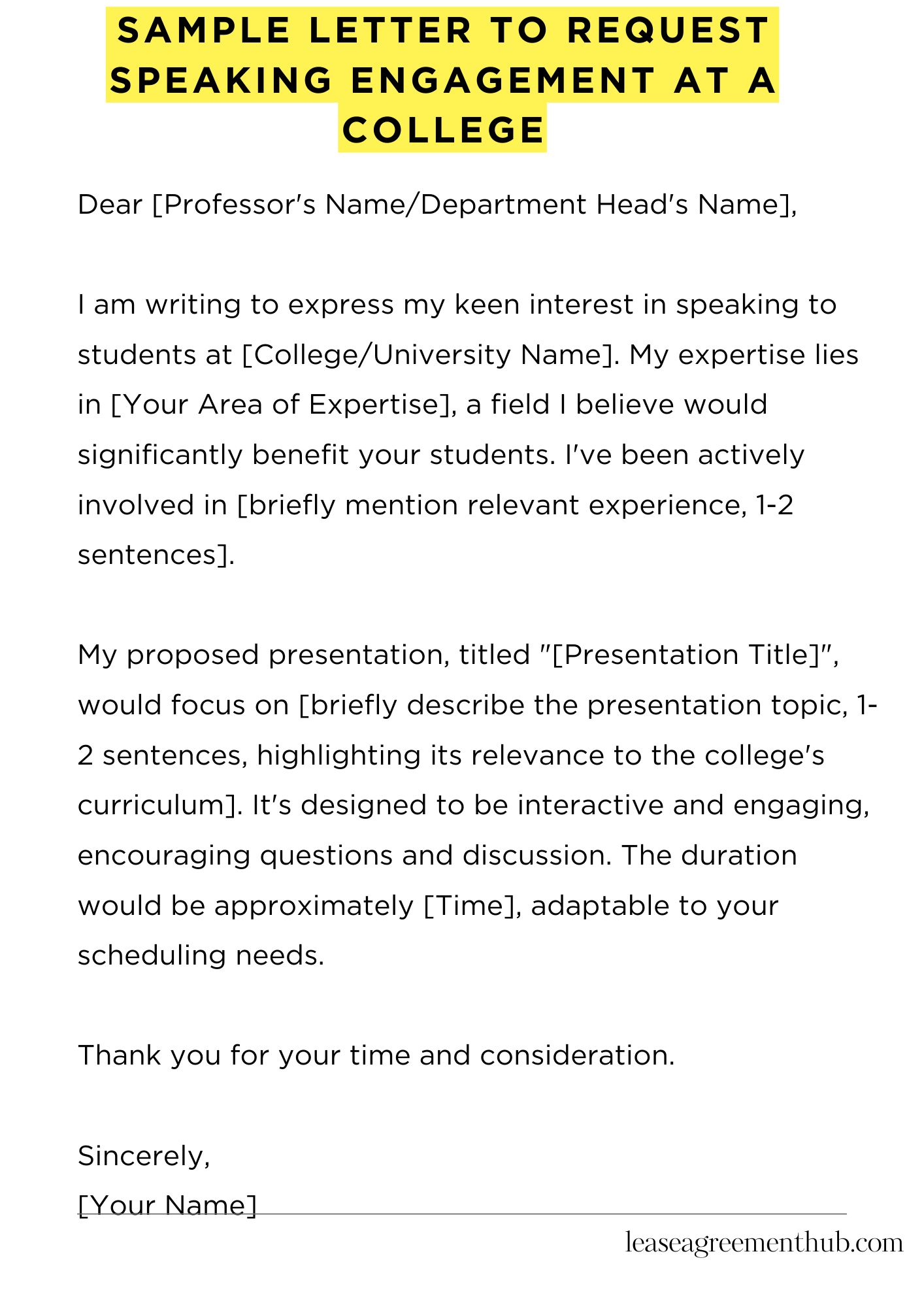 Sample Letter To Request Speaking Engagement At A College