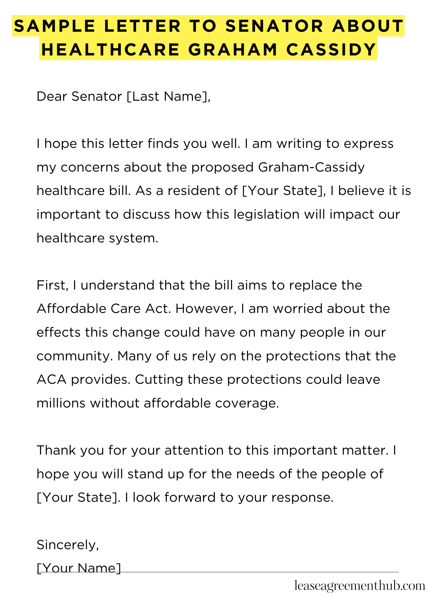 Sample Letter To Senator About Healthcare Graham Cassidy