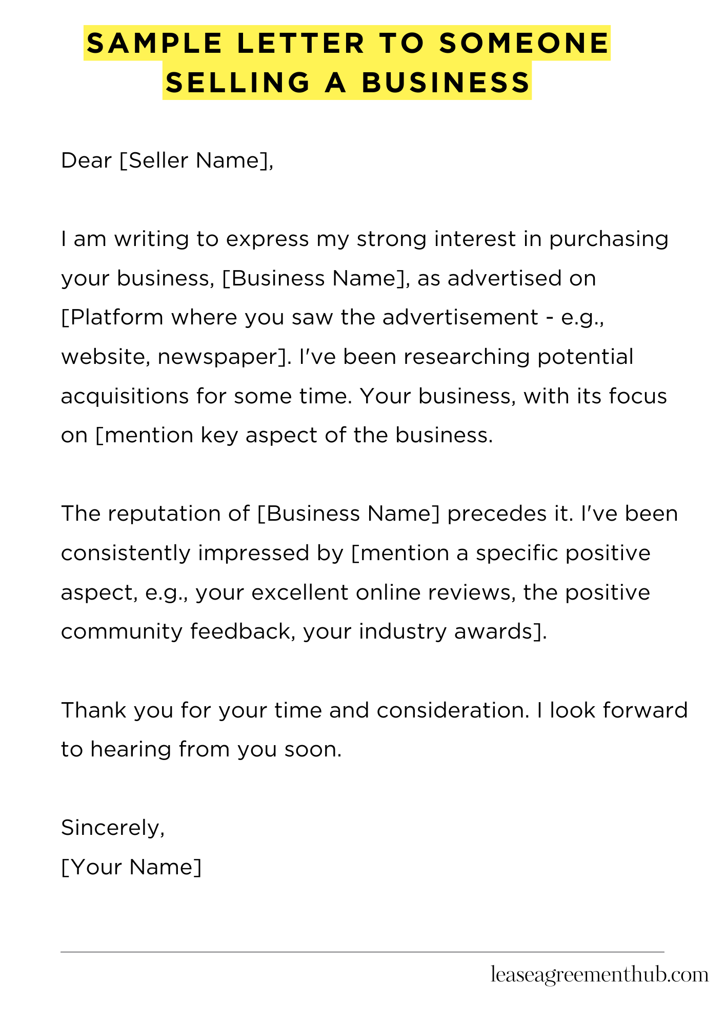 Sample Letter To Someone Selling A Business