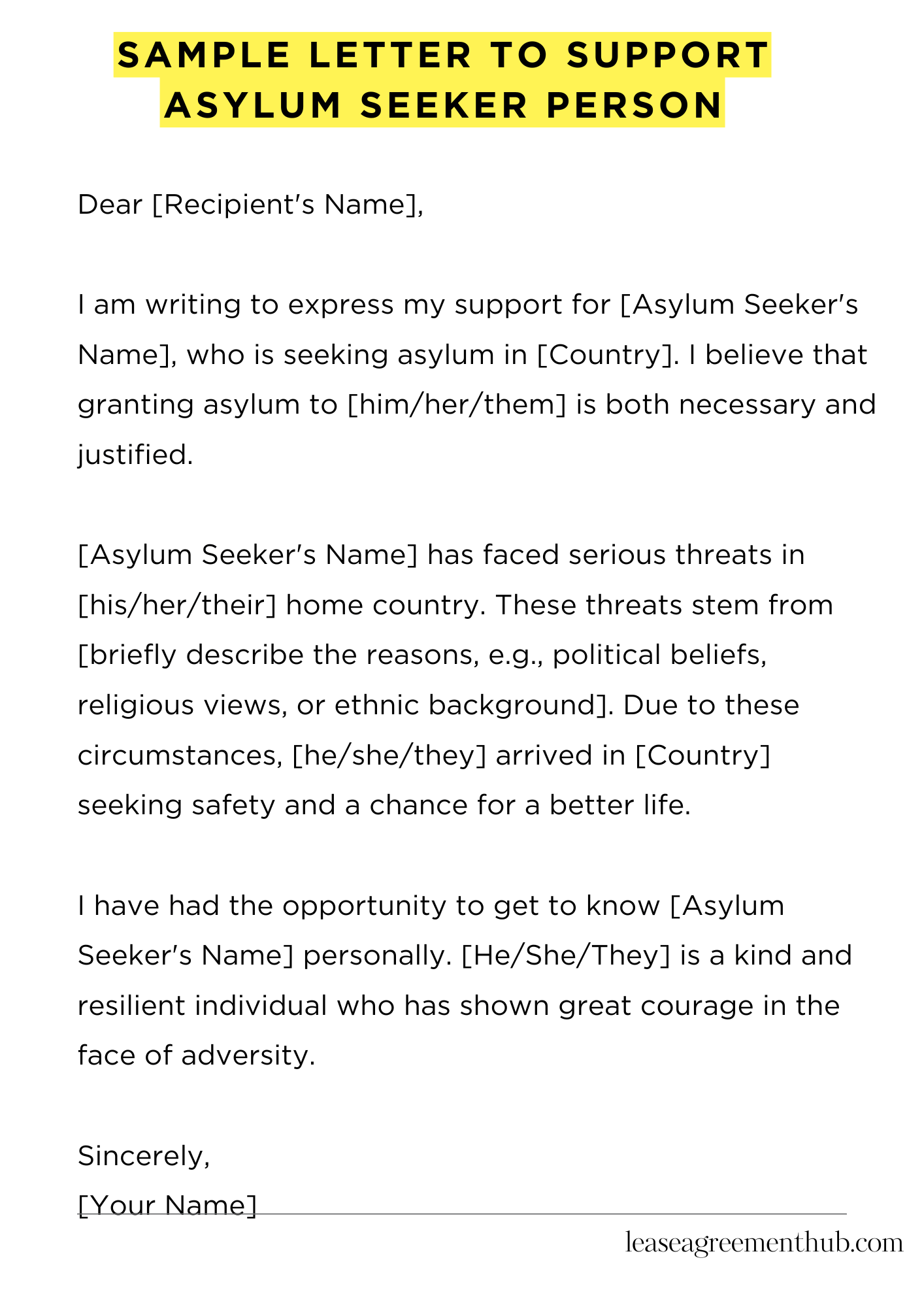 Sample Letter To Support Asylum Seeker Person