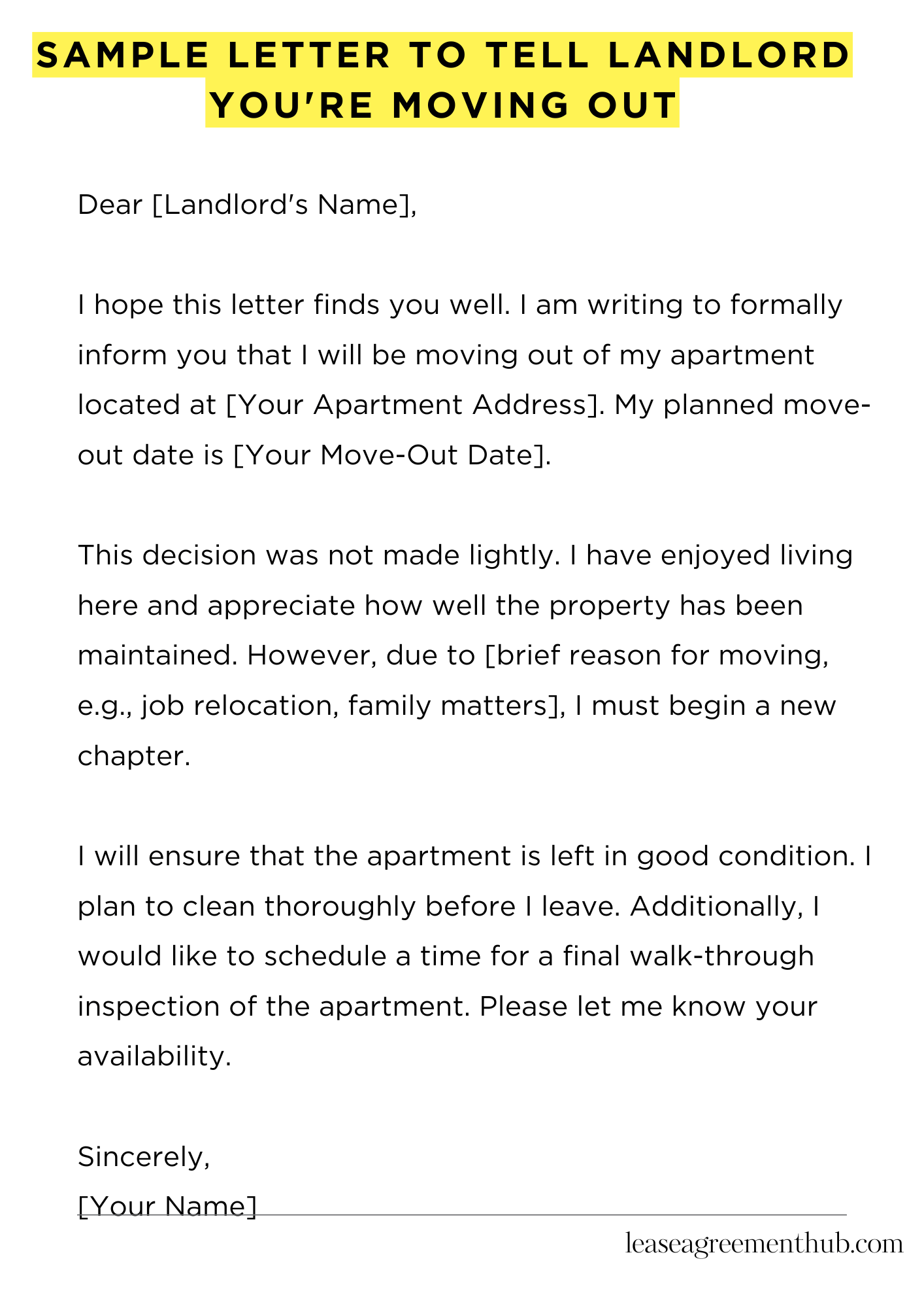 Sample Letter To Tell Landlord You'Re Moving Out