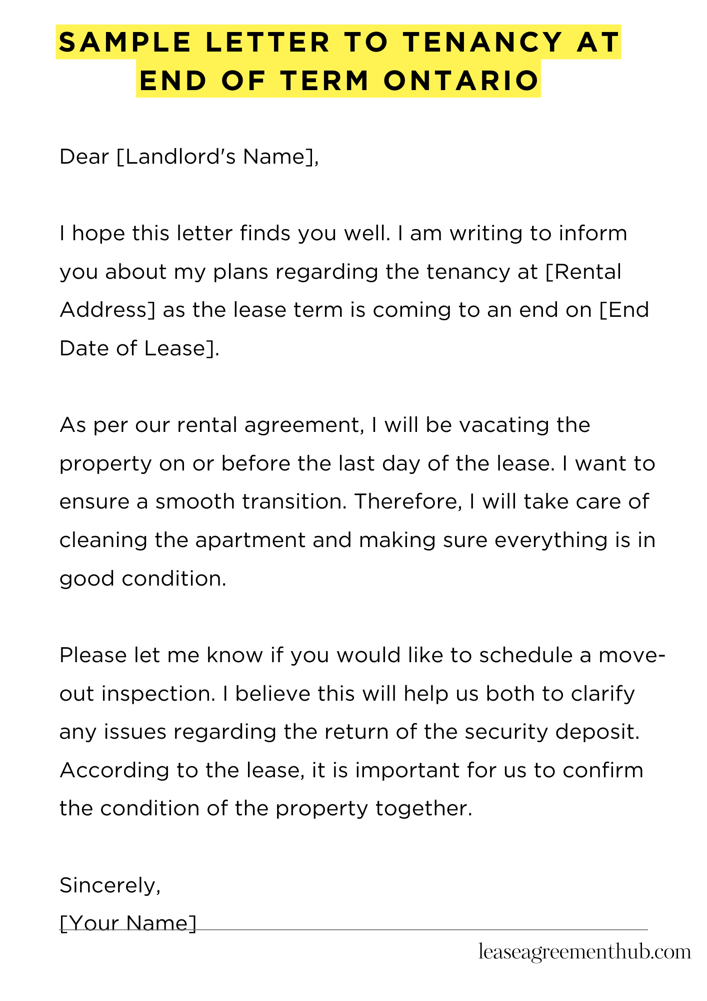 Sample Letter To Tenancy At End Of Term Ontario