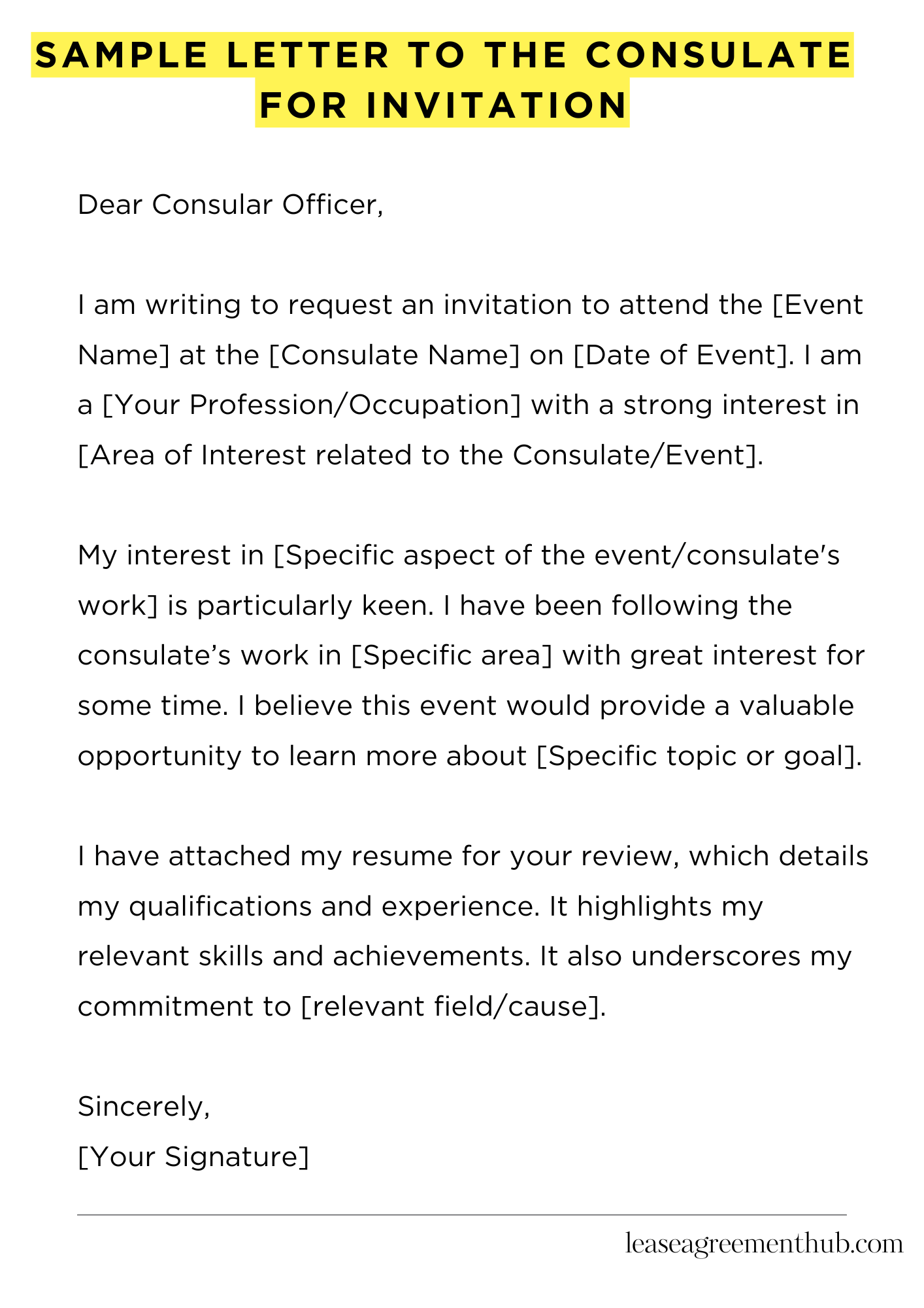 Sample Letter To The Consulate For Invitation