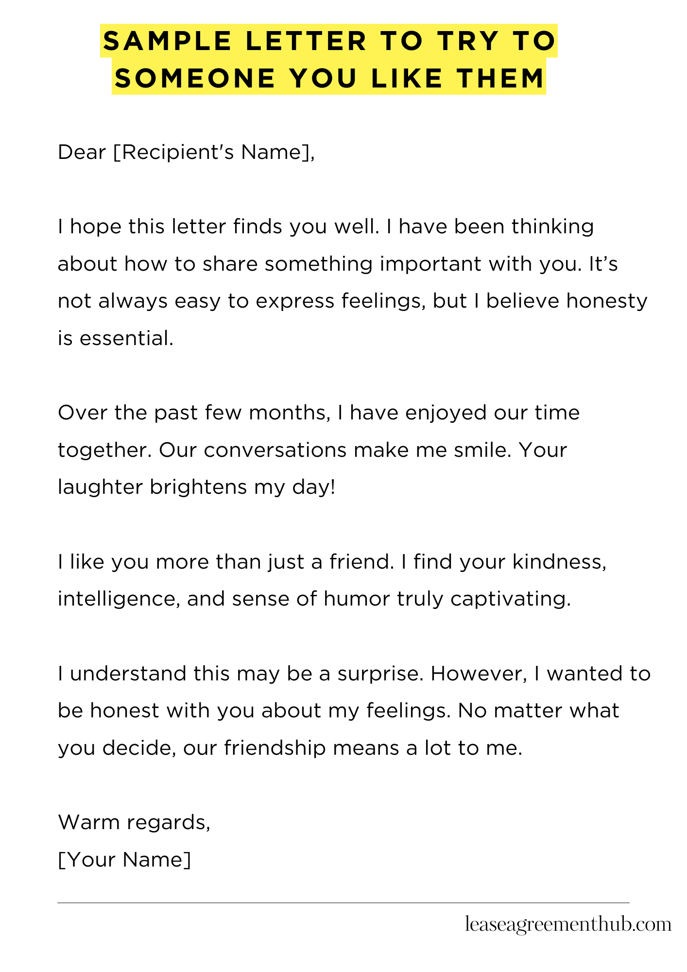 Sample Letter To Try To Someone You Like Them