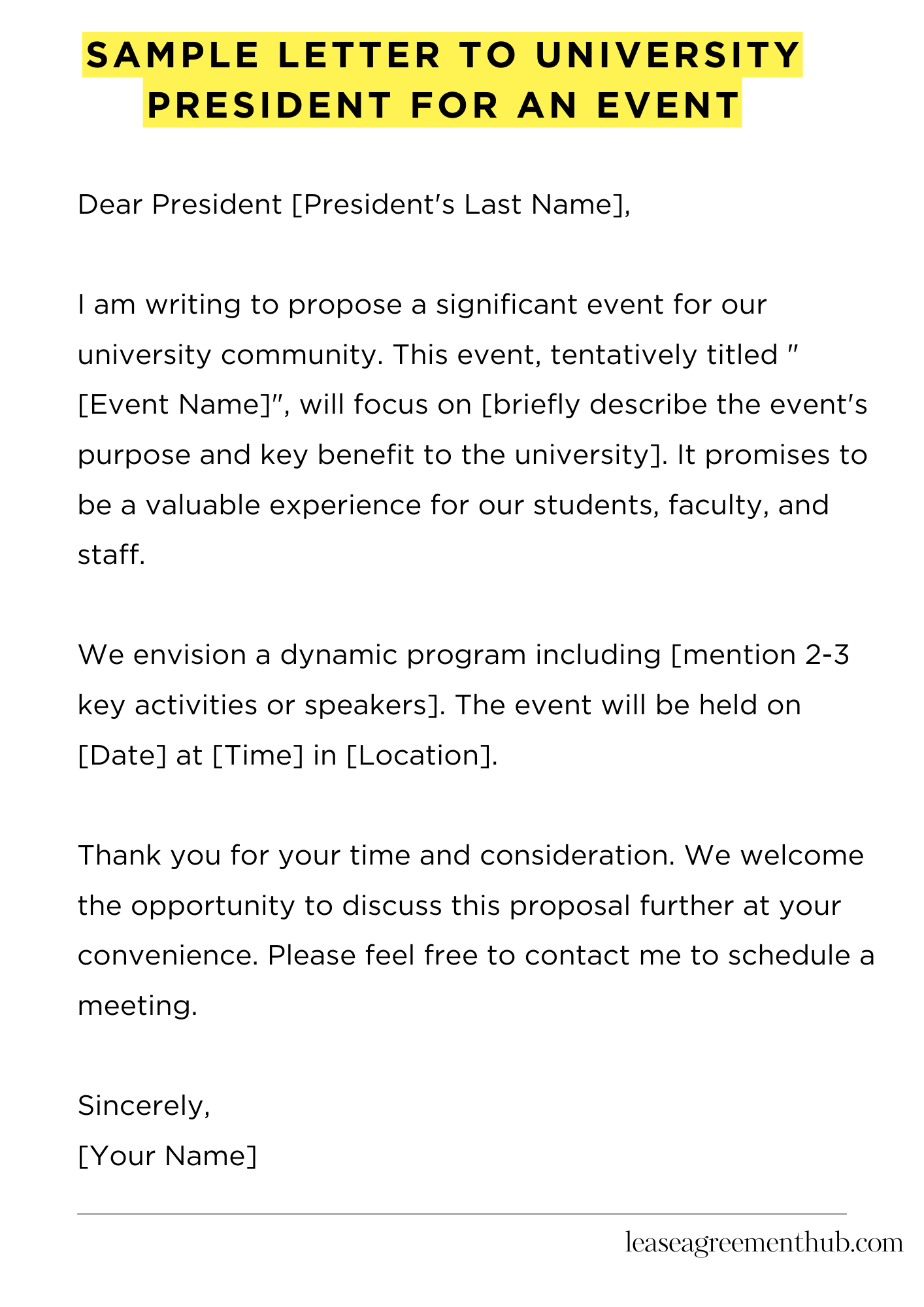 Sample Letter To University President For An Event