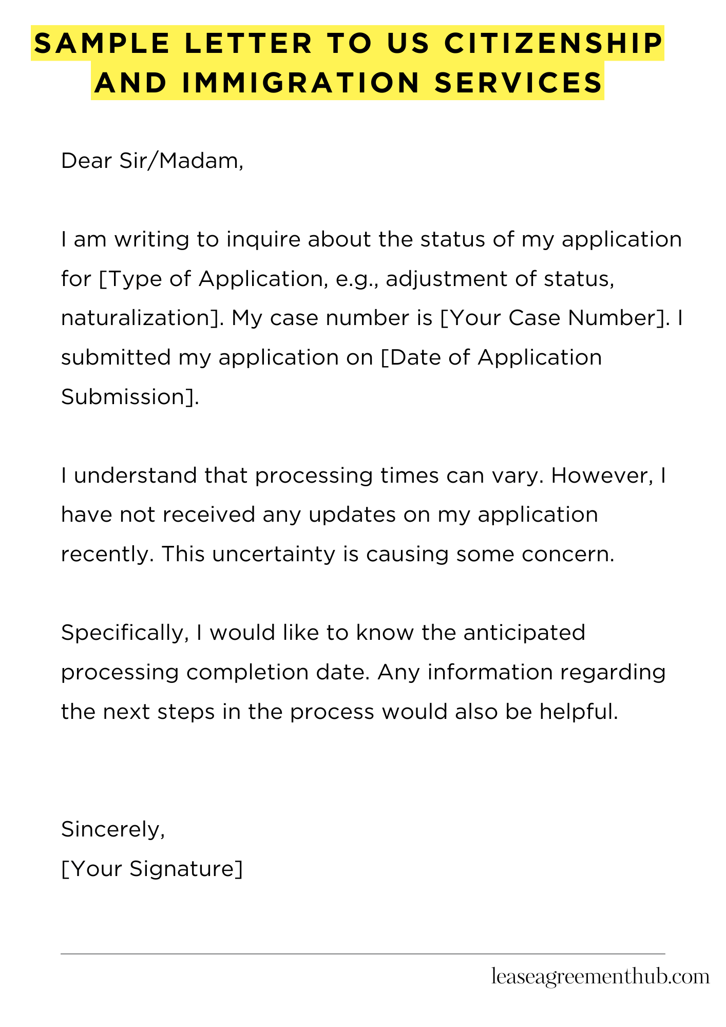 Sample Letter To Us Citizenship And Immigration Services