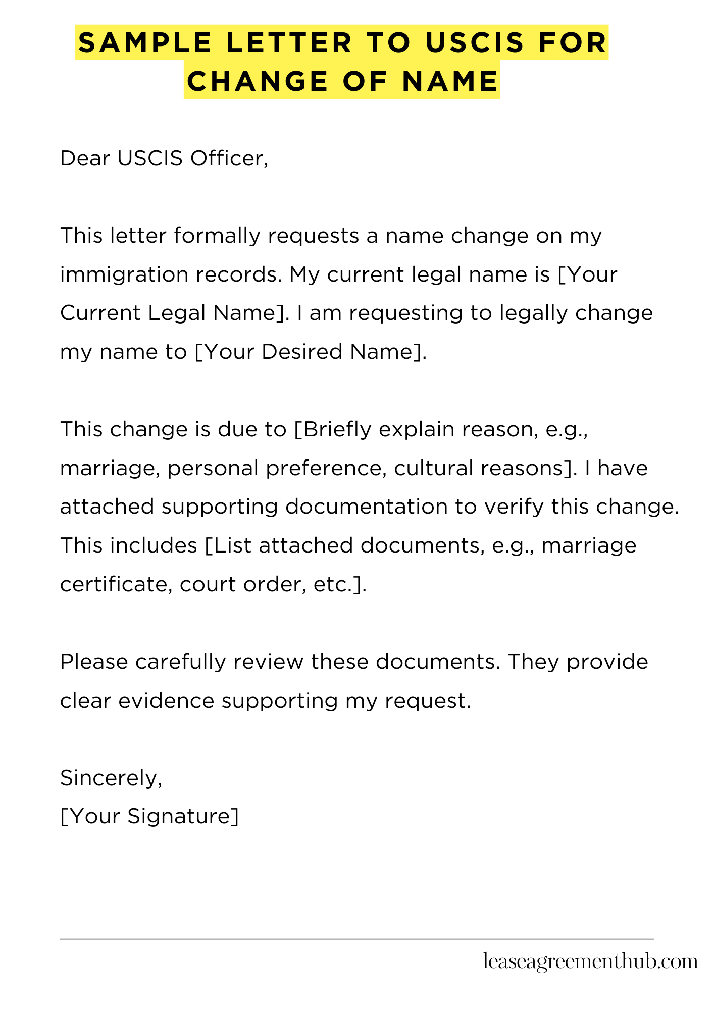 Sample Letter To Uscis For Change Of Name