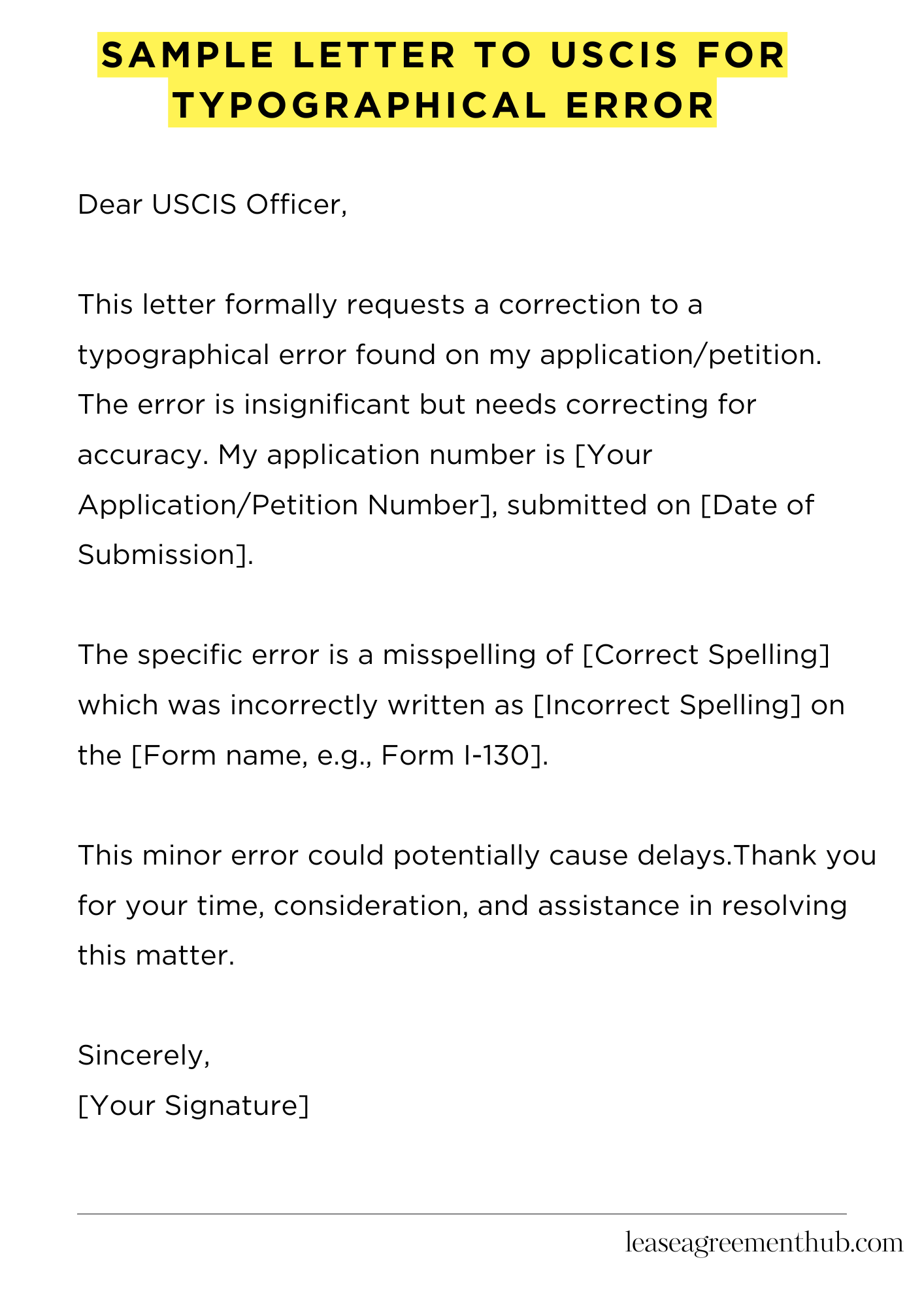 Sample Letter To Uscis For Typographical Error