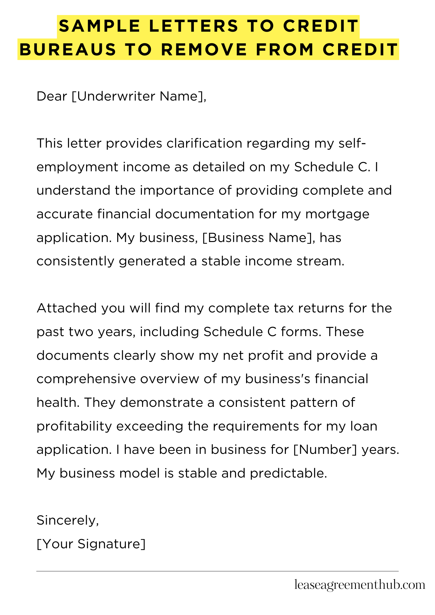 Sample Letters To Credit Bureaus To Remove From Credit