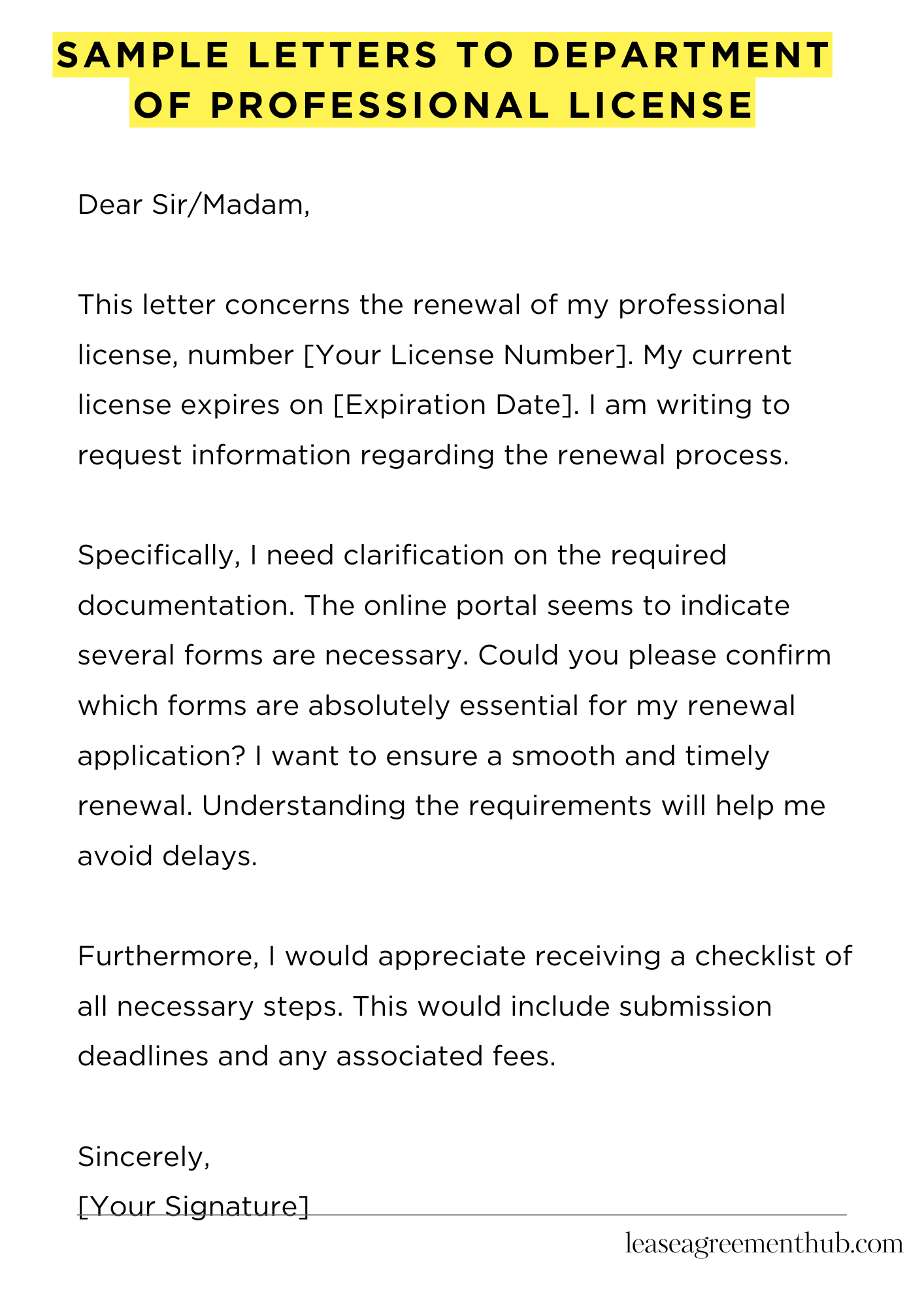 Sample Letters To Department Of Professional License