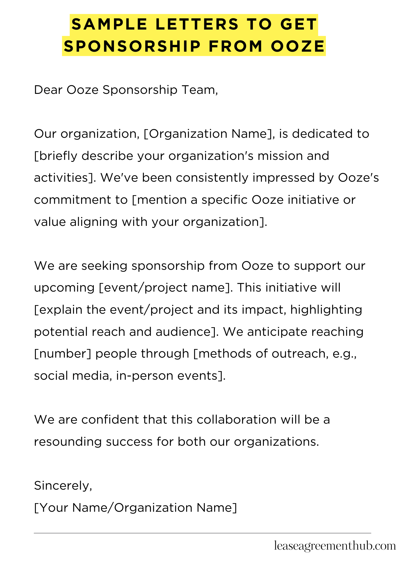 Sample Letters To Get Sponsorship From Ooze