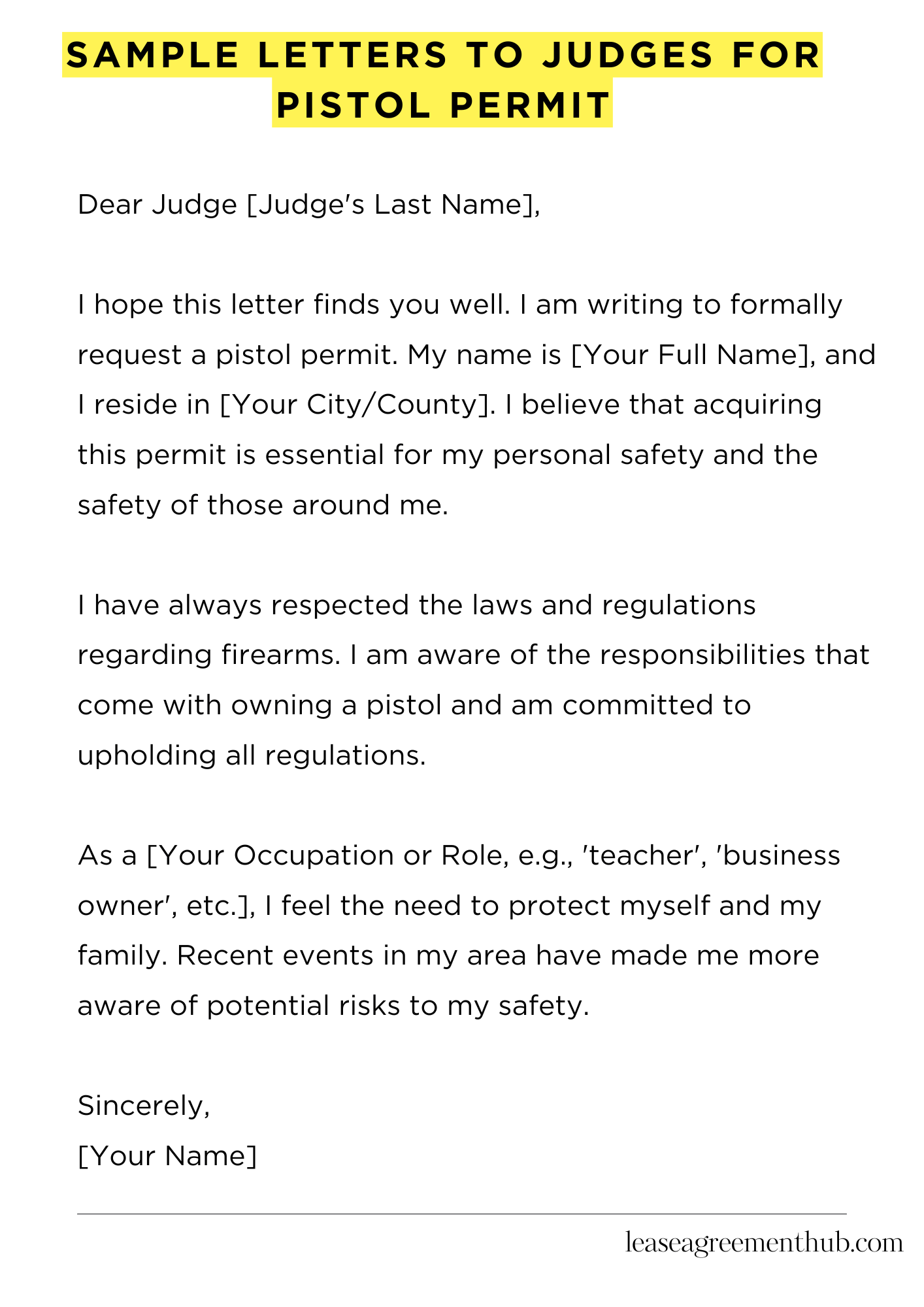Sample Letters To Judges For Pistol Permit