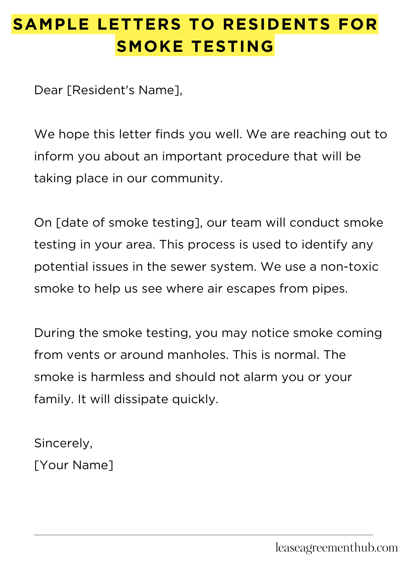 Sample Letters To Residents For Smoke Testing