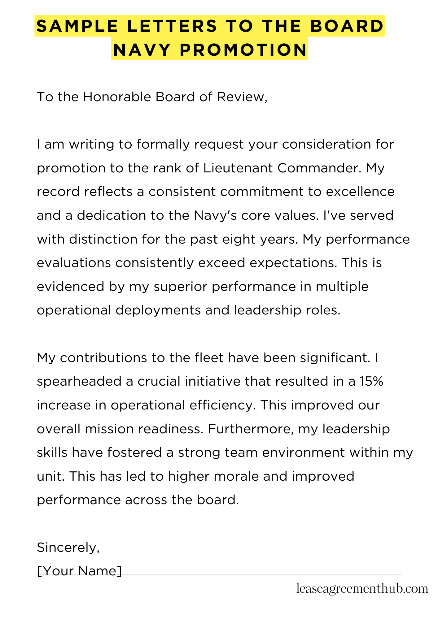 Sample Letters To The Board Navy Promotion