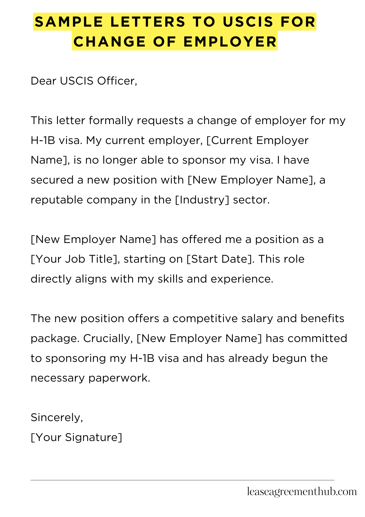 Sample Letters To Uscis For Change Of Employer