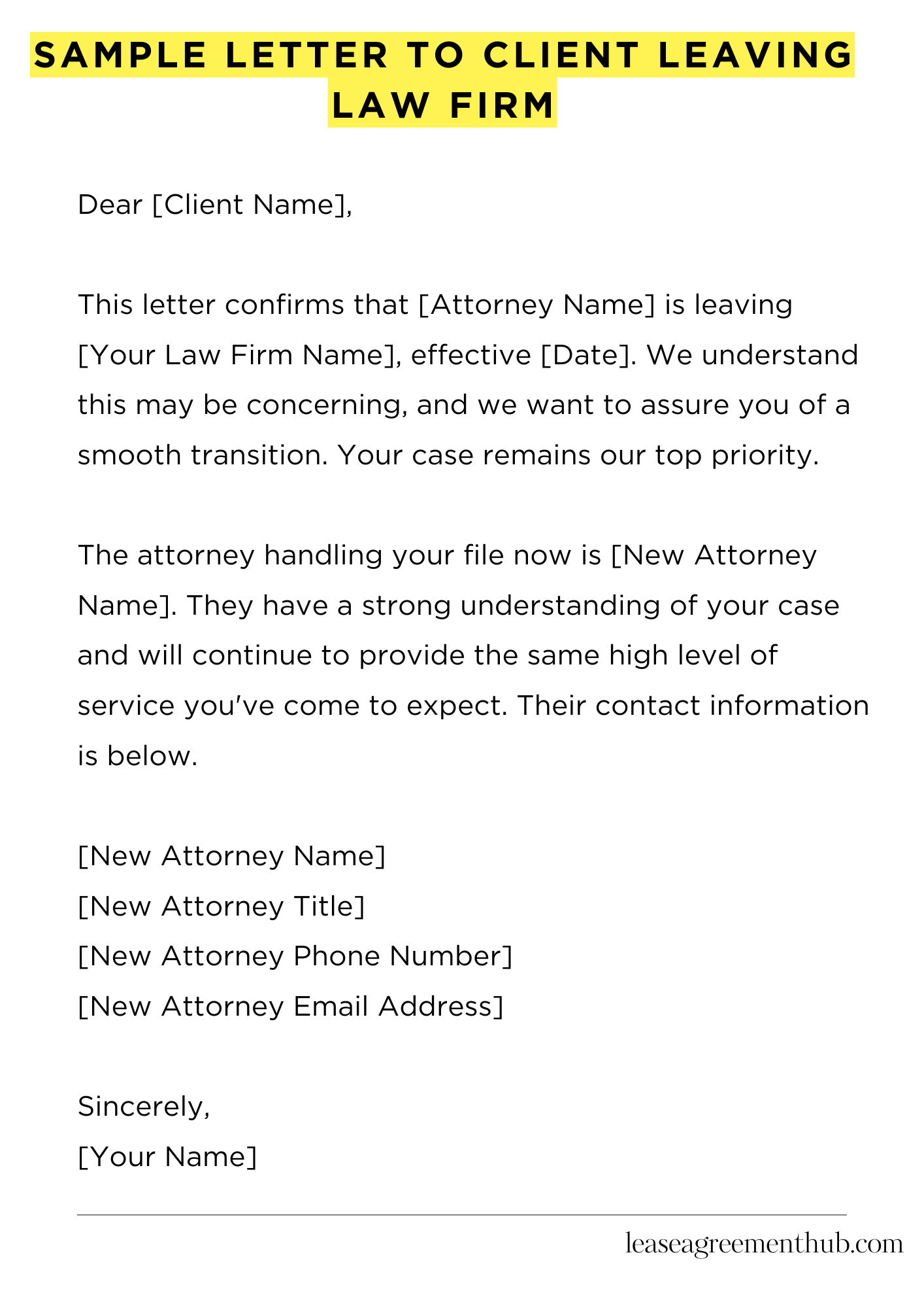 Sample Letter To Client Leaving Law Firm