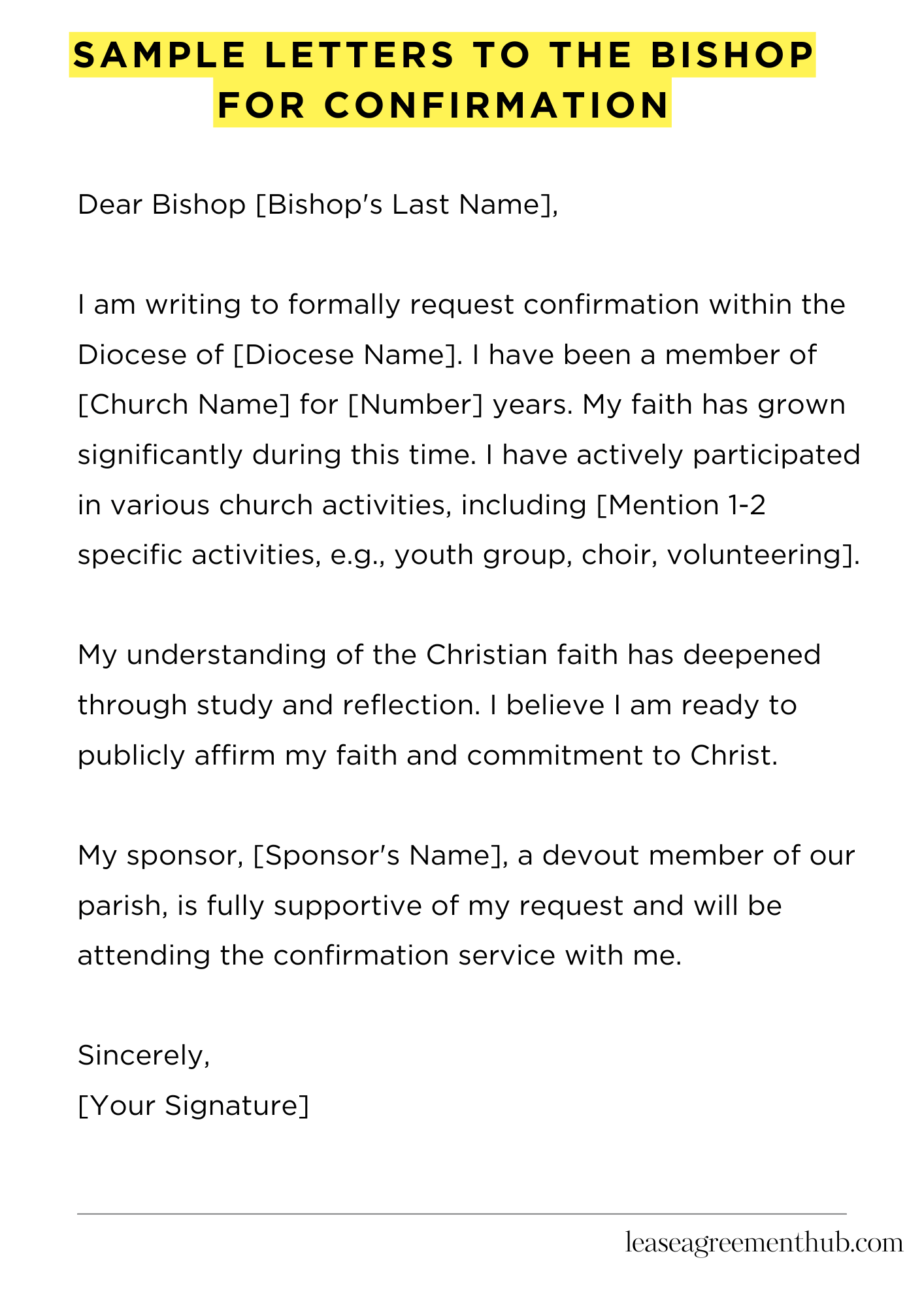 Sample Letters To The Bishop For Confirmation