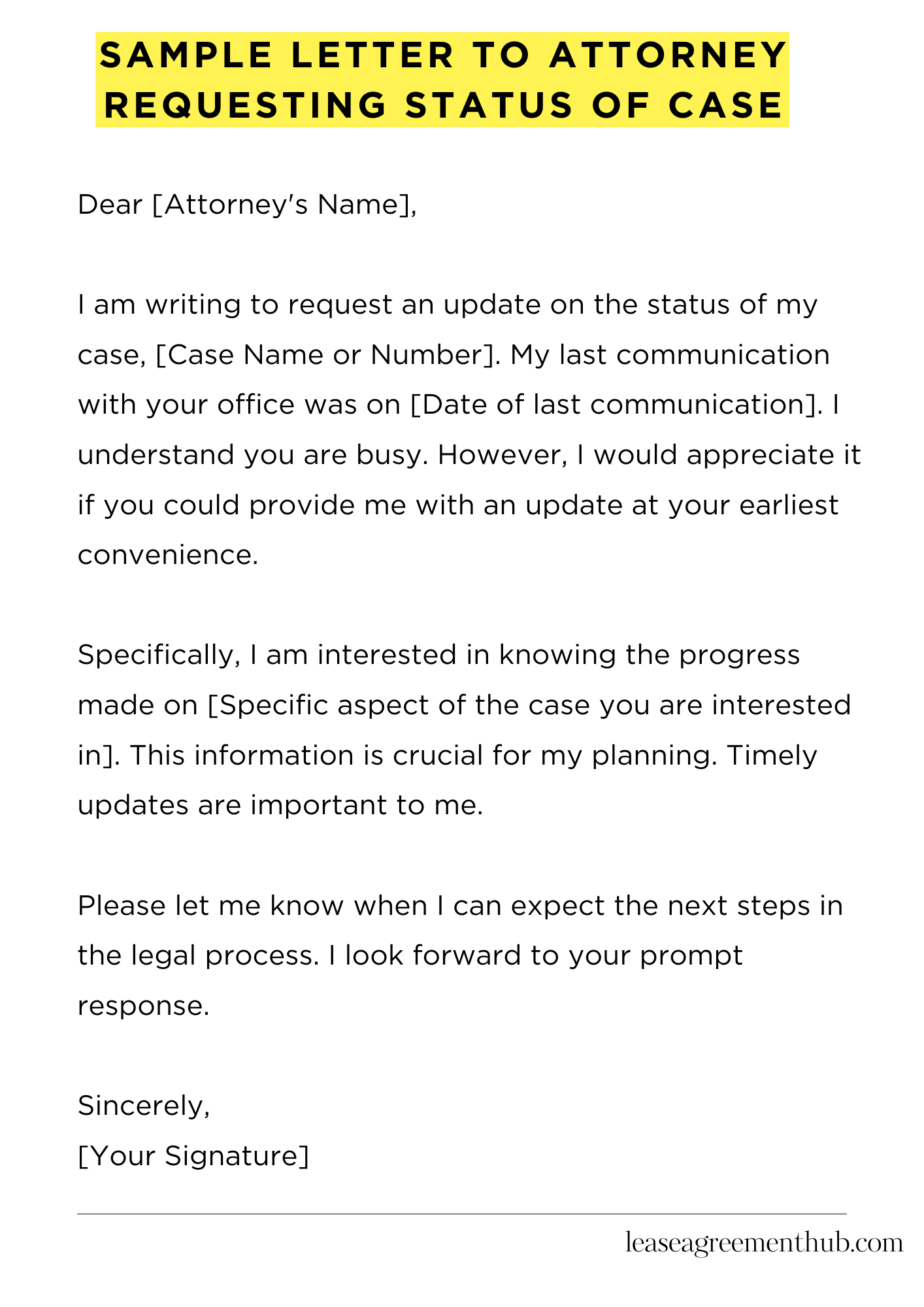 Sample Letter To Attorney Requesting Status Of Case