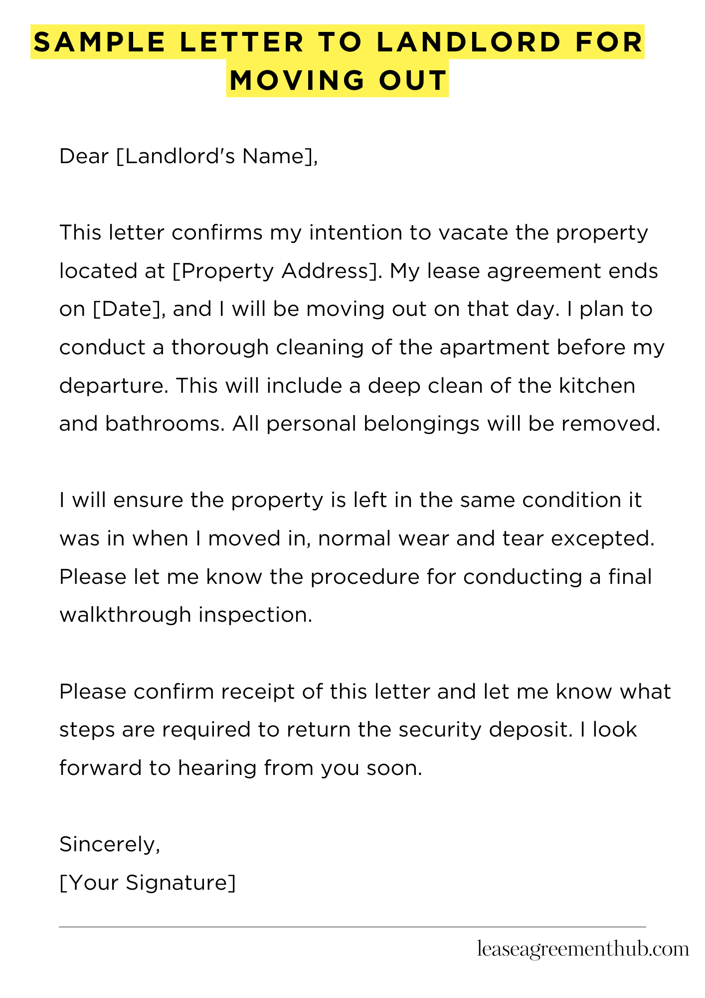 Sample Letter To Landlord For Moving Out