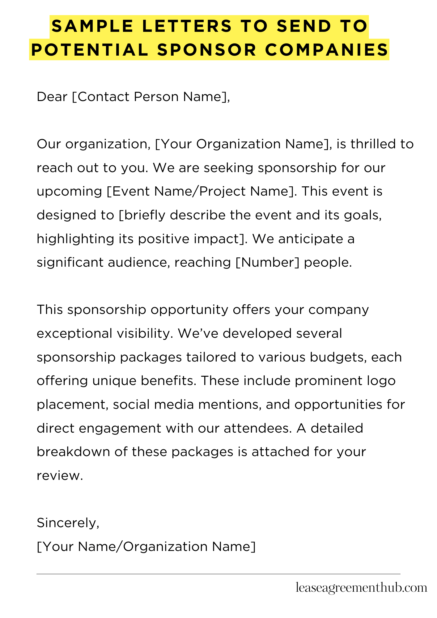 Sample Letters To Send To Potential Sponsor Companies