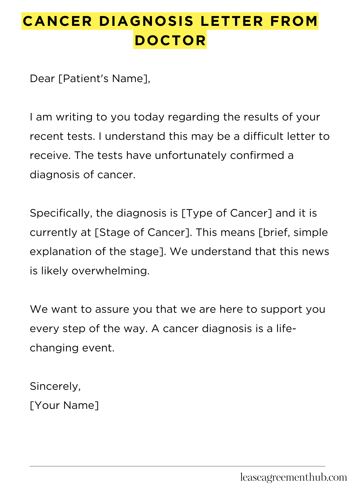 Cancer Diagnosis Letter From Doctor