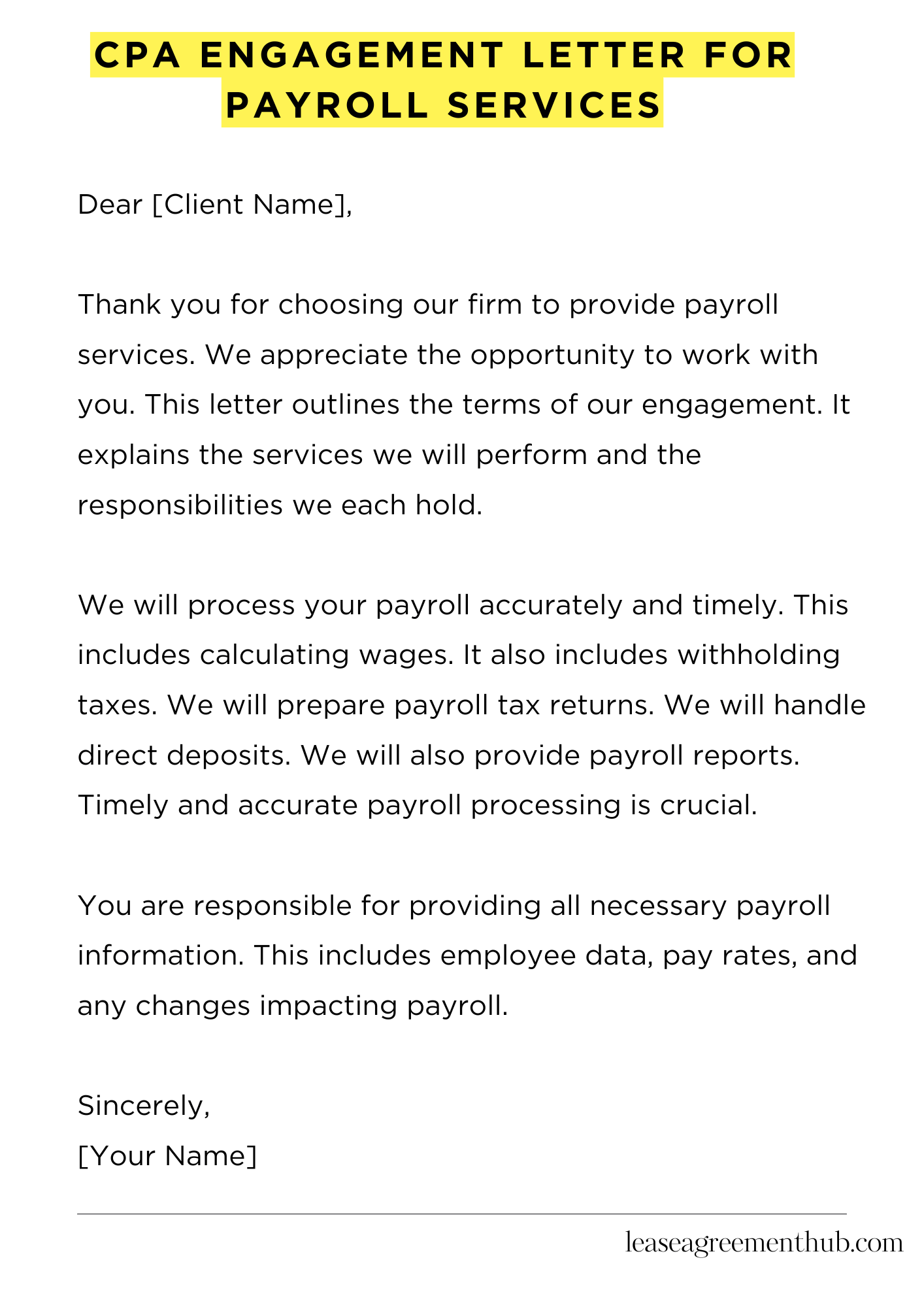 Cpa Engagement Letter For Payroll Services