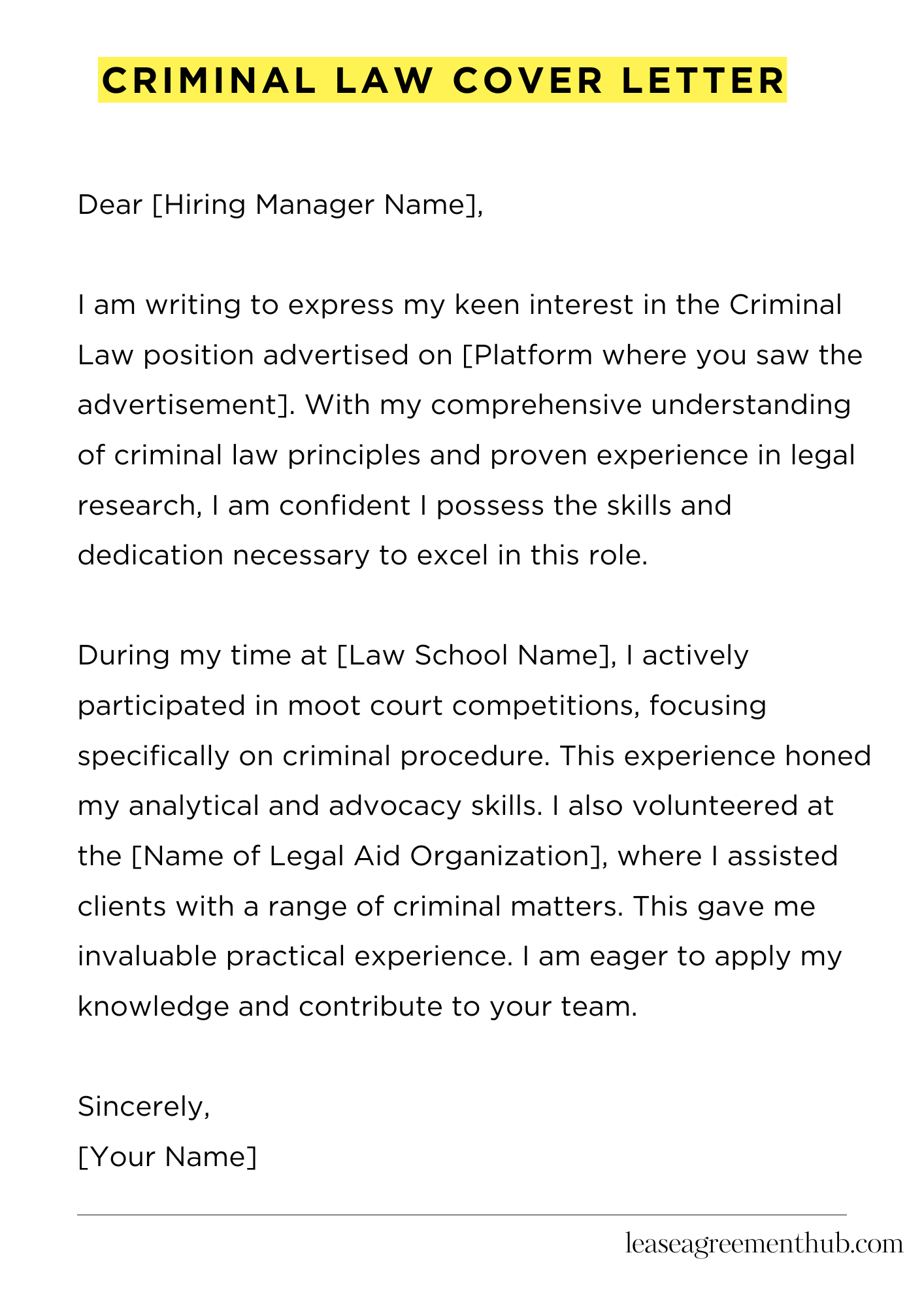 Criminal Law Cover Letter