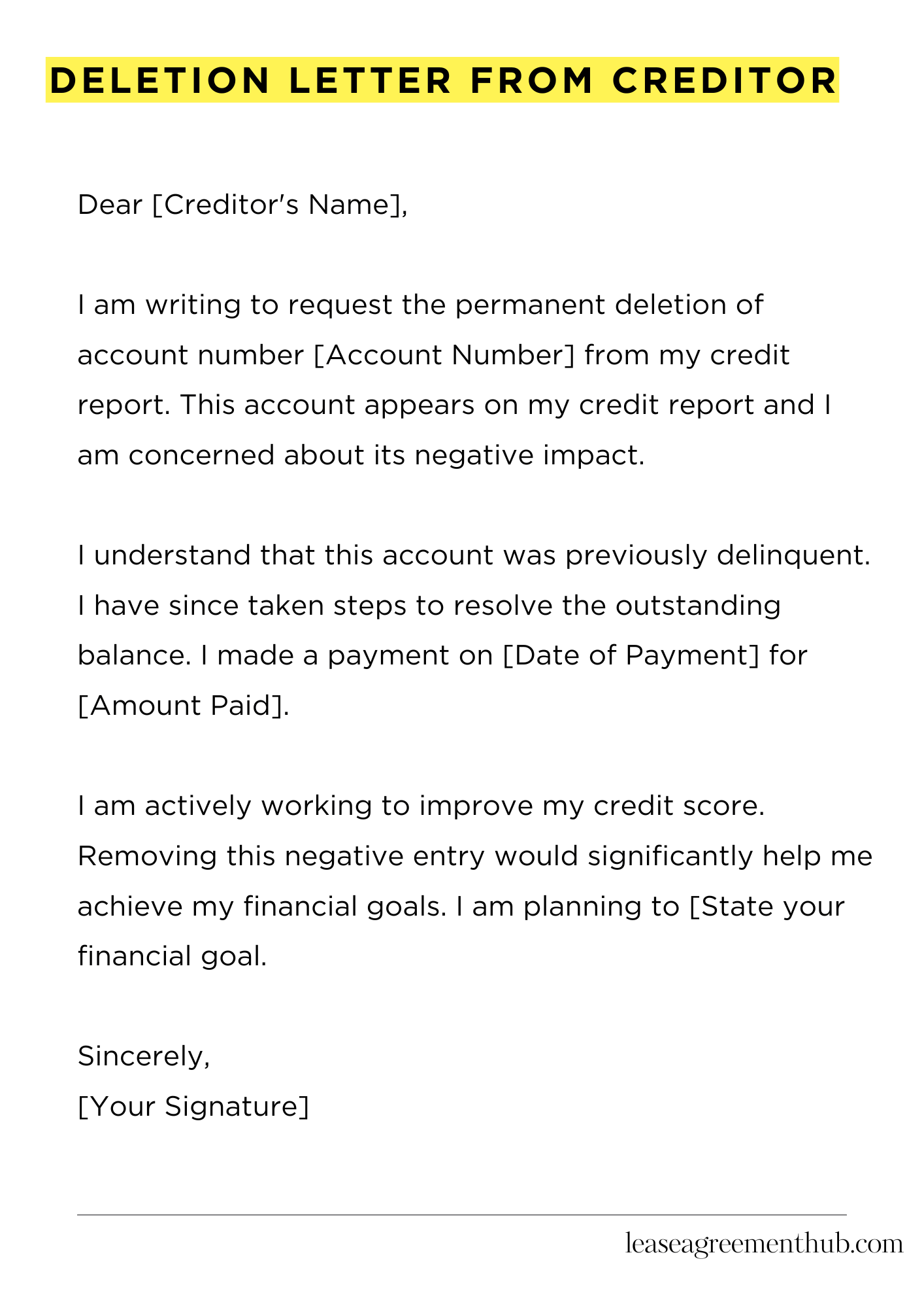 Deletion Letter From Creditor