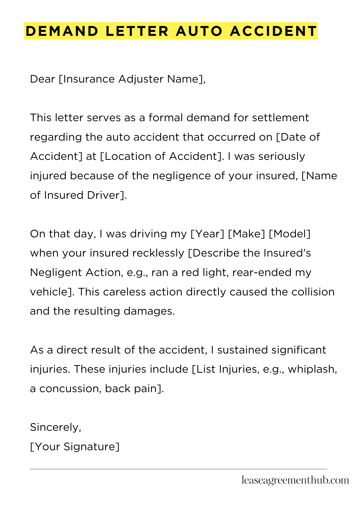 Demand Letter Auto Accident