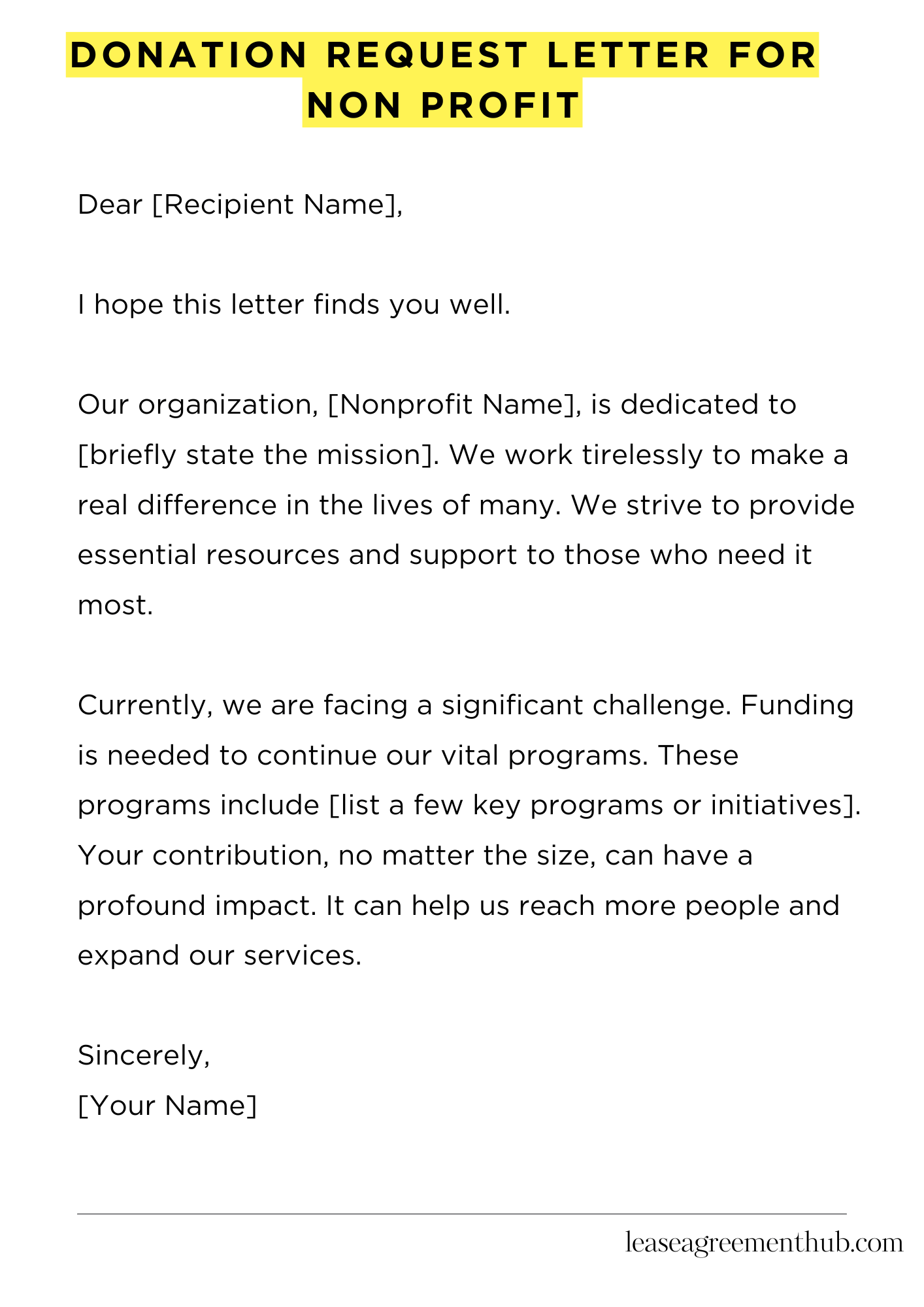 Donation Request Letter For Non Profit