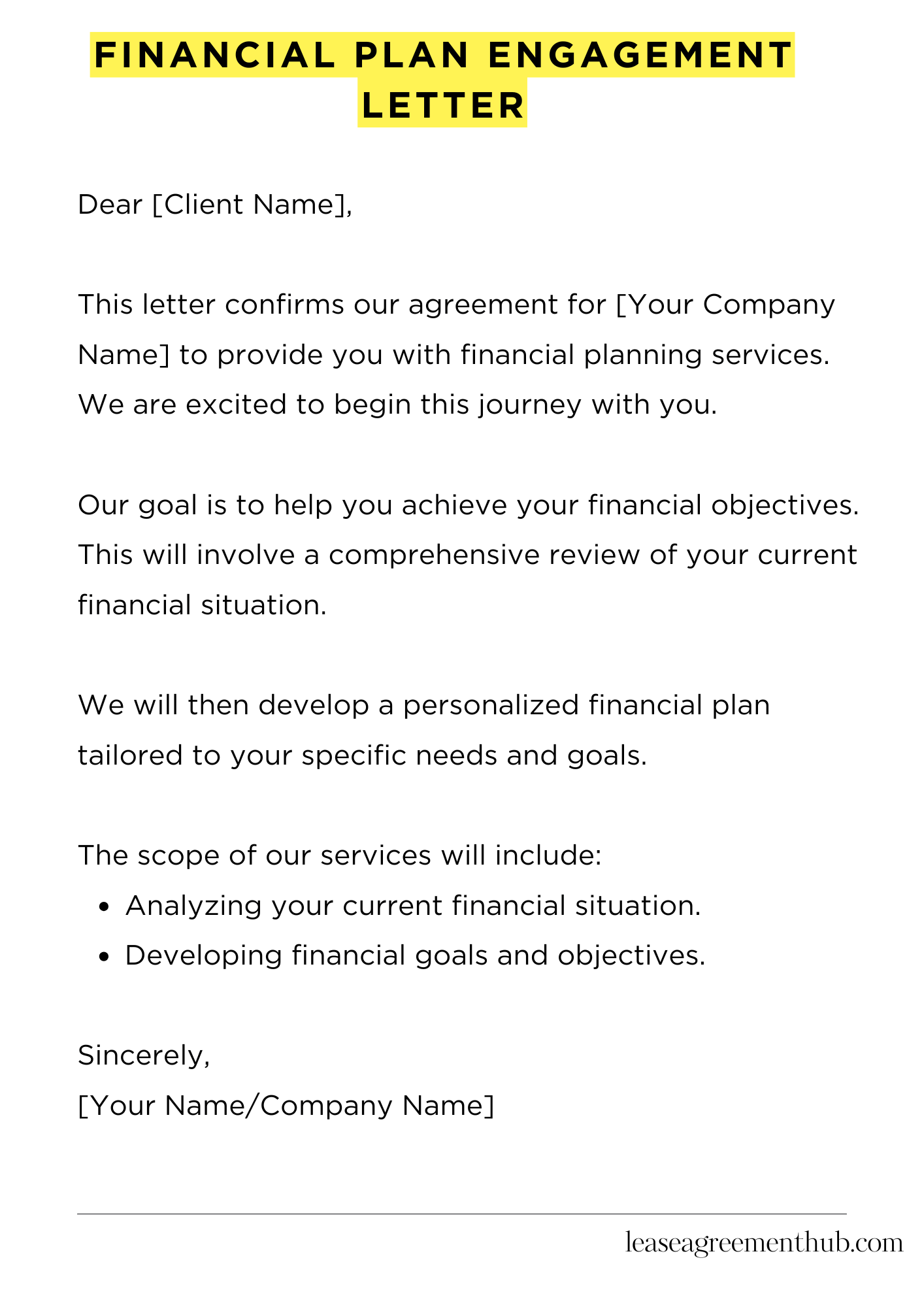 Financial Plan Engagement Letter