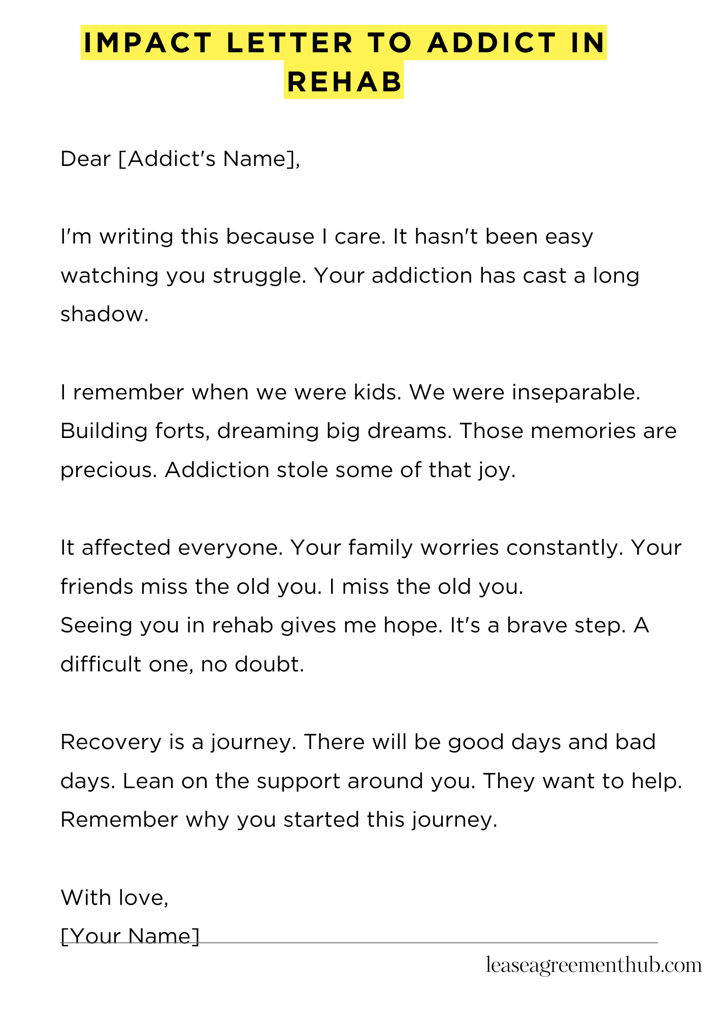 Impact Letter To Addict In Rehab