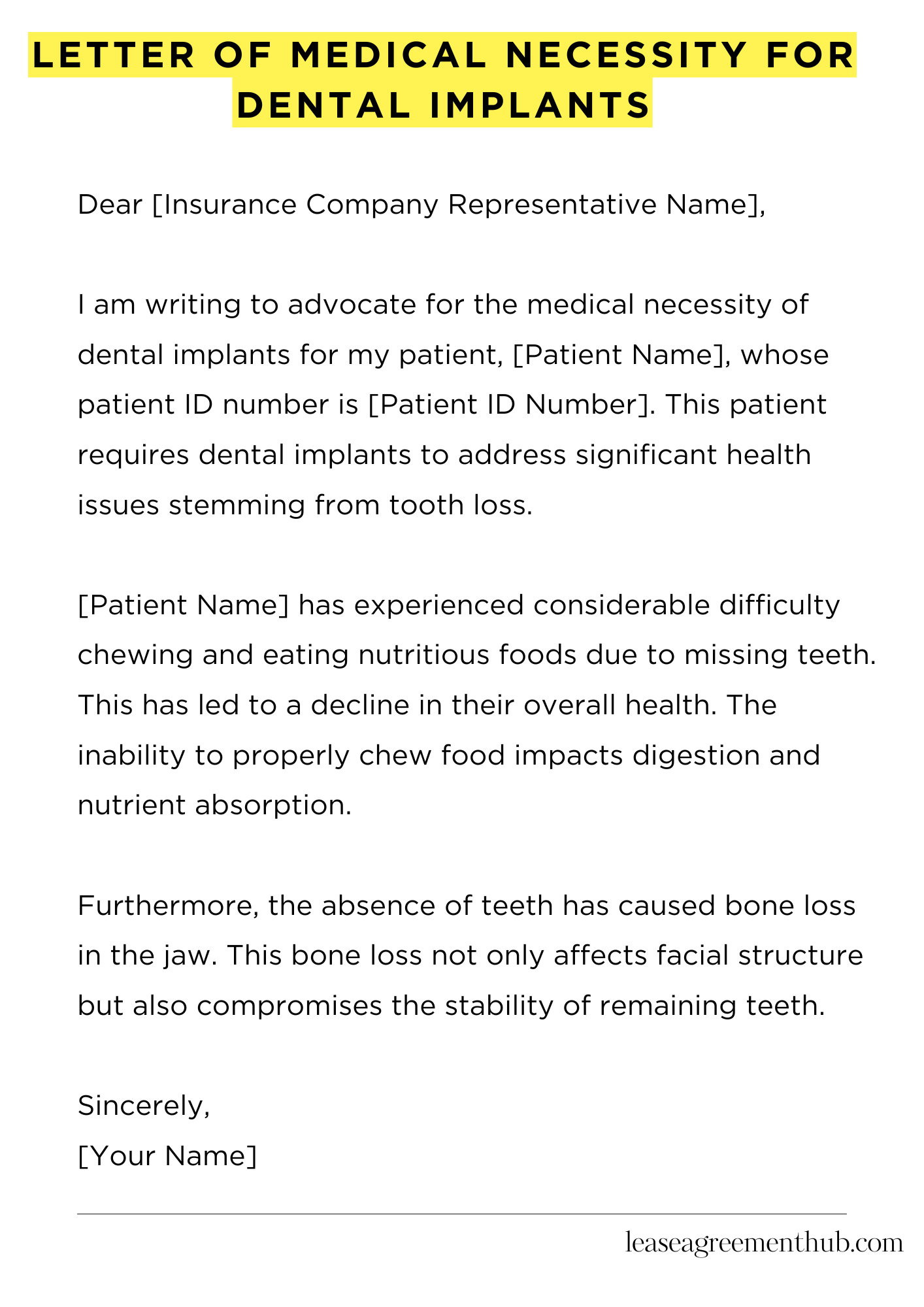 Letter Of Medical Necessity For Dental Implants