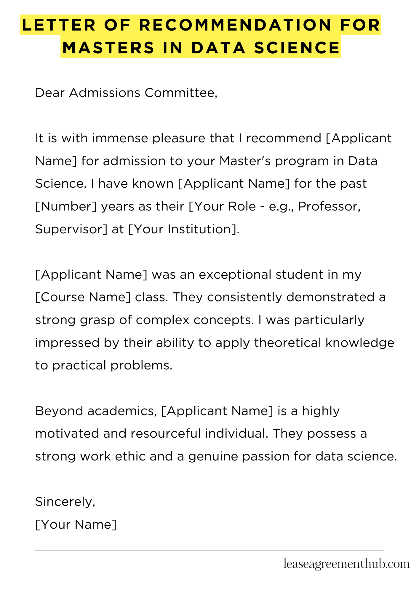 Letter Of Recommendation For Masters In Data Science
