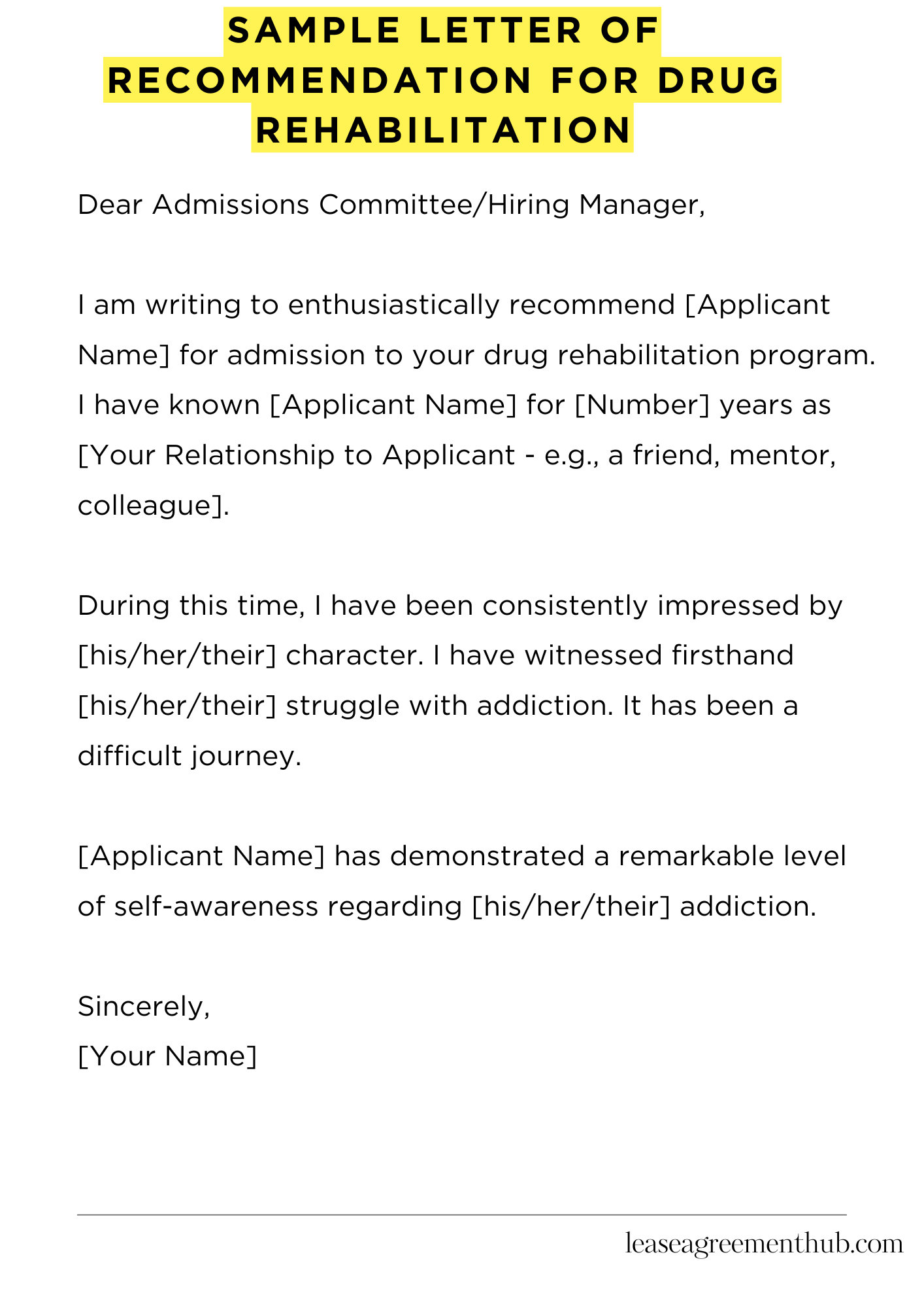 Sample Letter Of Recommendation For Drug Rehabilitation
